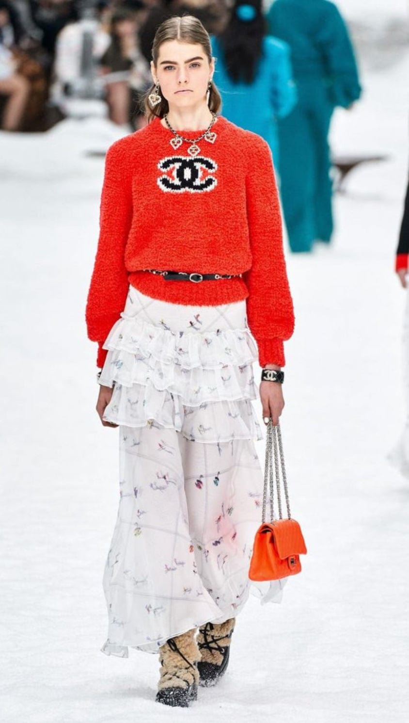 Chanel Chanel 2019 Runway Red Logo Teddy Shearling Sweater DXBK0535