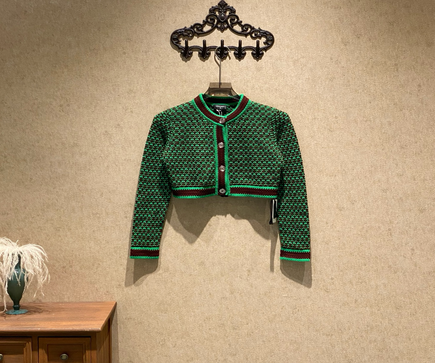 Chanel Chanel 23A Dakar Collection Brown-Green Cashmere Knit Cardigan / Size 34 / Brand New with Original Lock / 41738 SGC41738