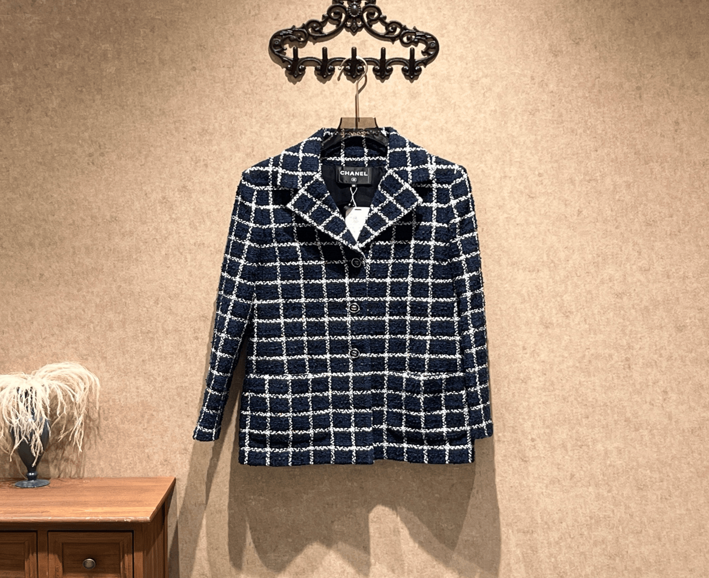 Chanel Chanel 24P Blue Check Tweed Midi Coat / Size 38 / Brand New / 43234 SGC43234