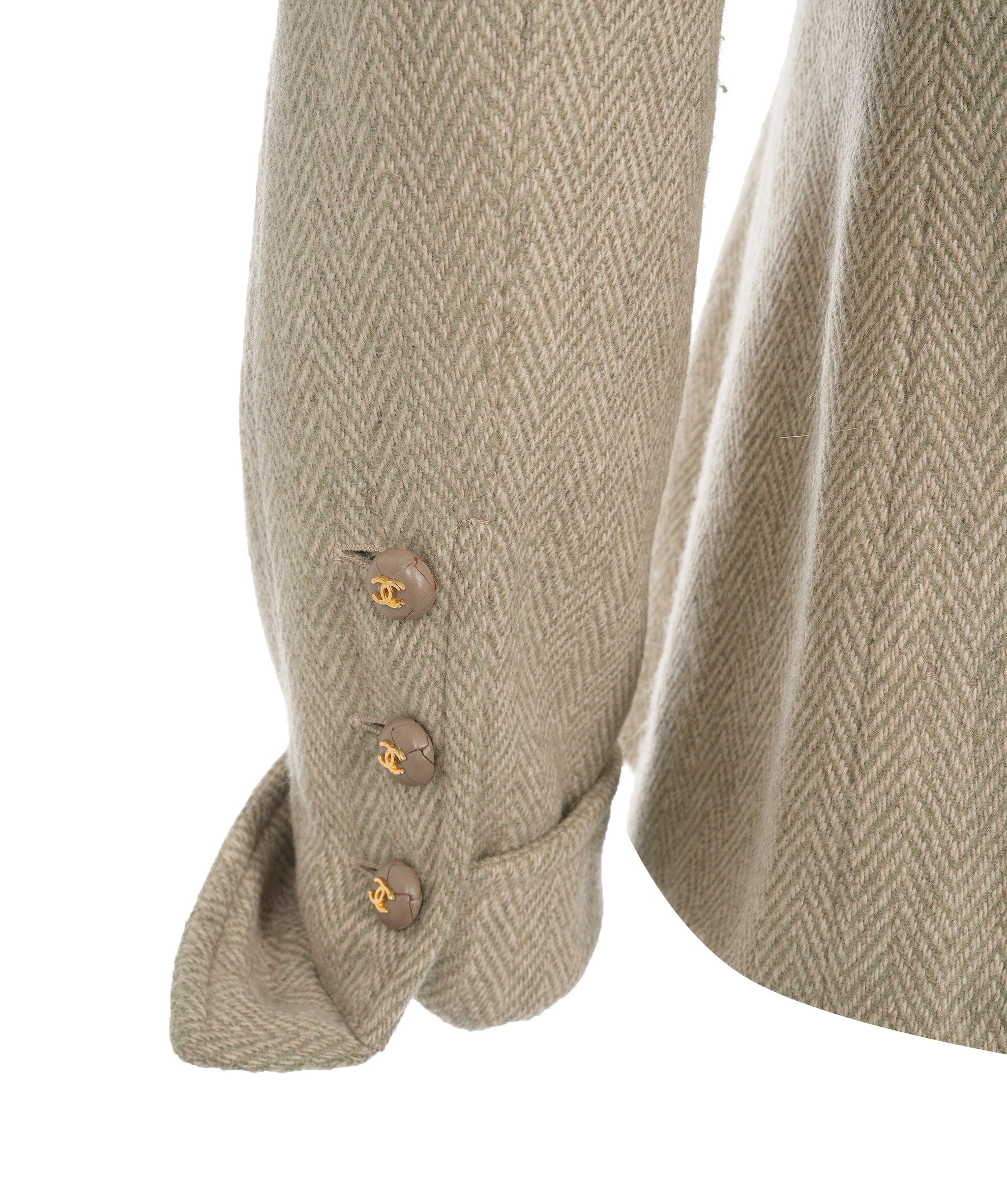 Chanel Chanel 90's Sage Green Wool CC Button Blazer Size 44 AGC1606