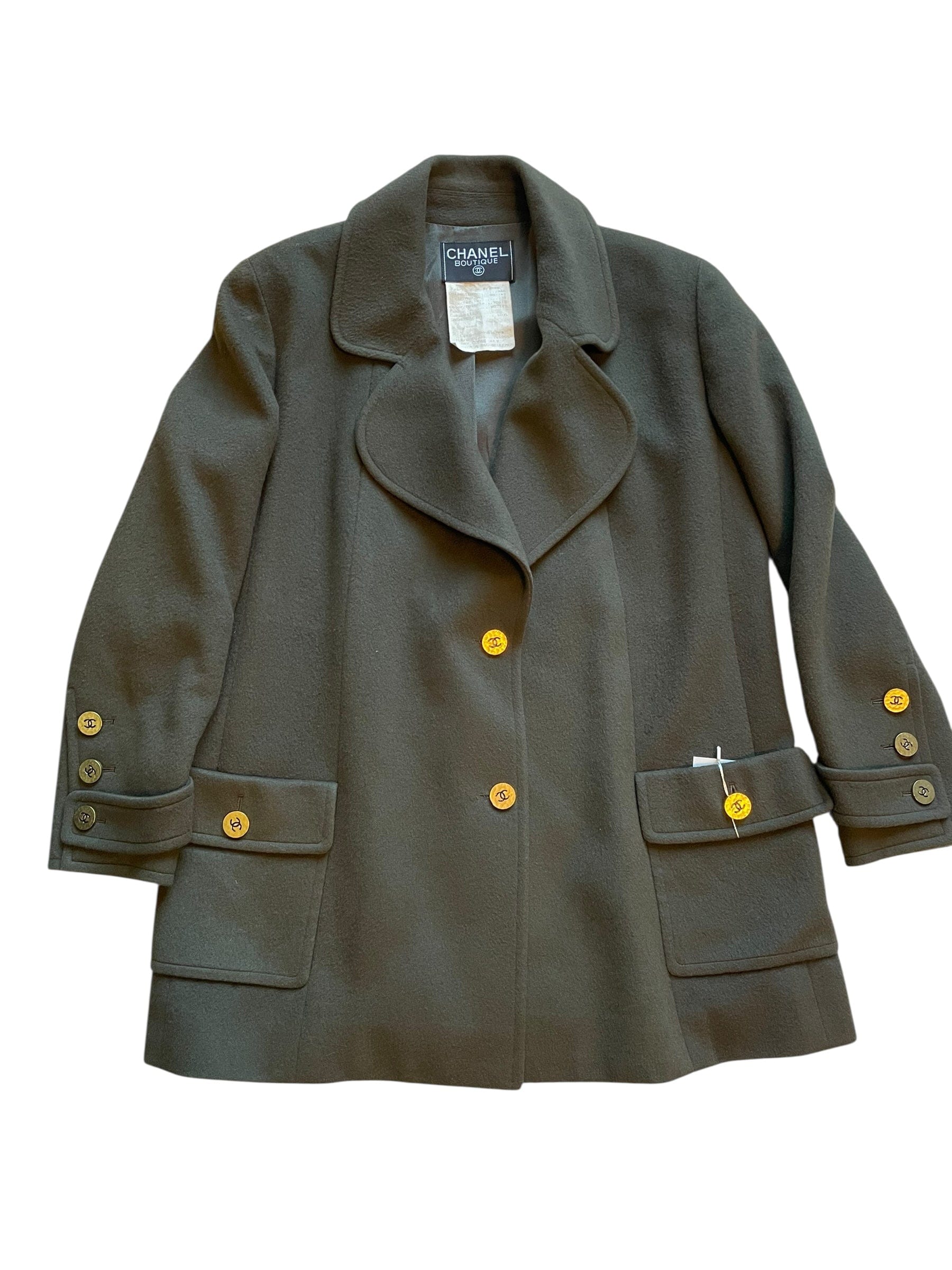 Chanel Chanel 94A CC Buttons Cashmere Jacket Khaki Green DXBK0362