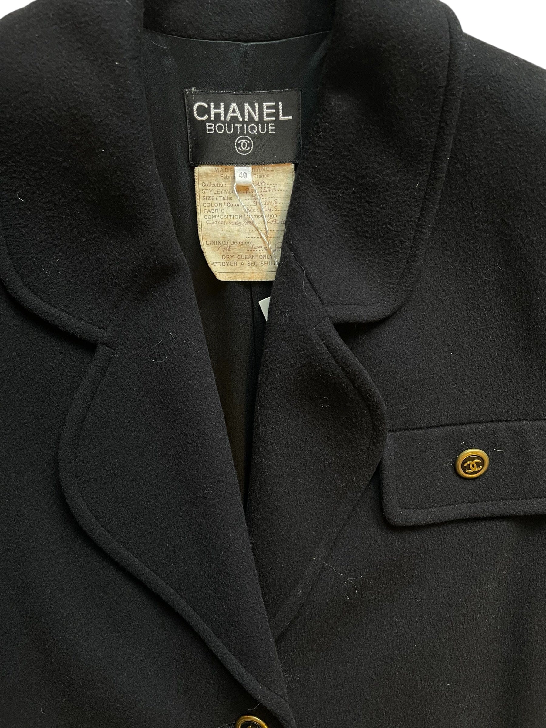 Chanel Chanel 94Acc Buttons Long Coat Black DXBK0172