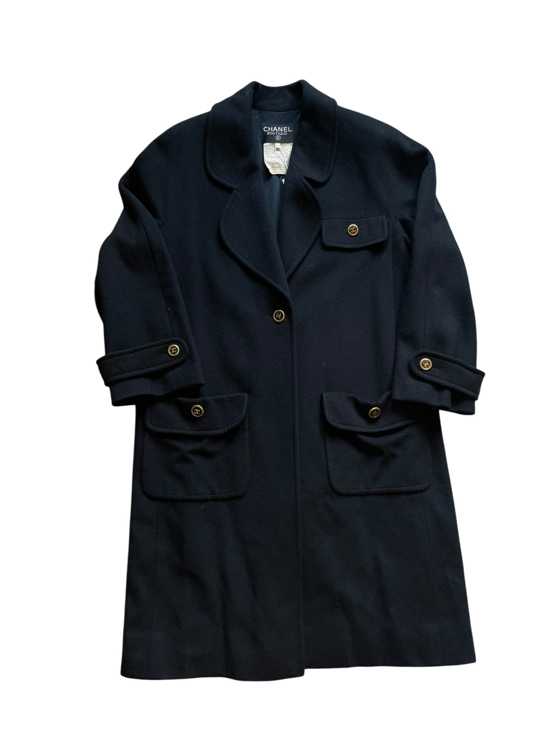 Chanel Chanel 94Acc Buttons Long Coat Black DXBK0172