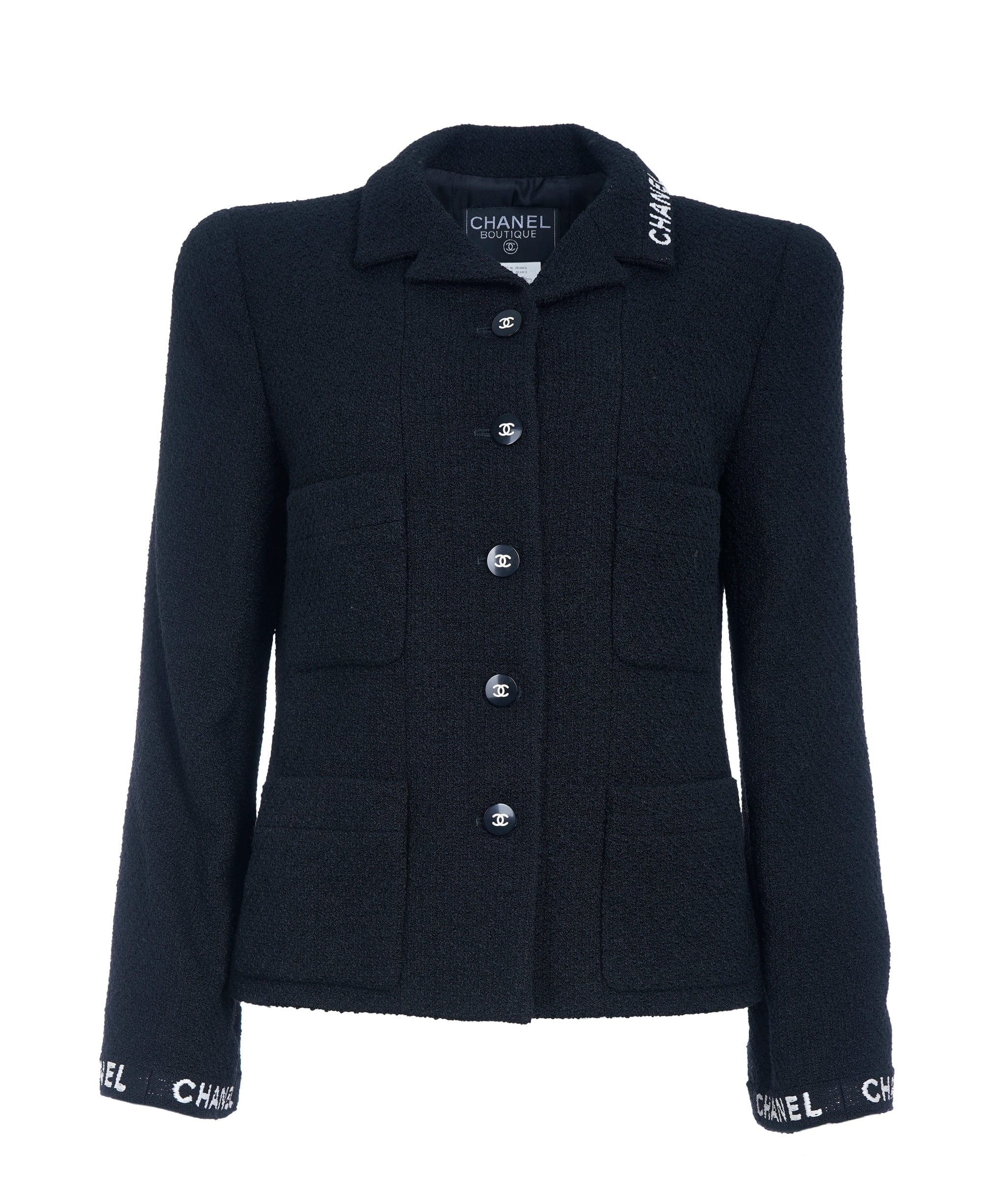 Chanel Chanel 95A Logo Stitch Blazer Jacket Black ASL10681