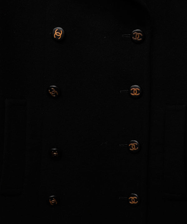 Chanel Chanel 95P CC Buttons Cashmere Coat Black Interior Rank B ASL10404