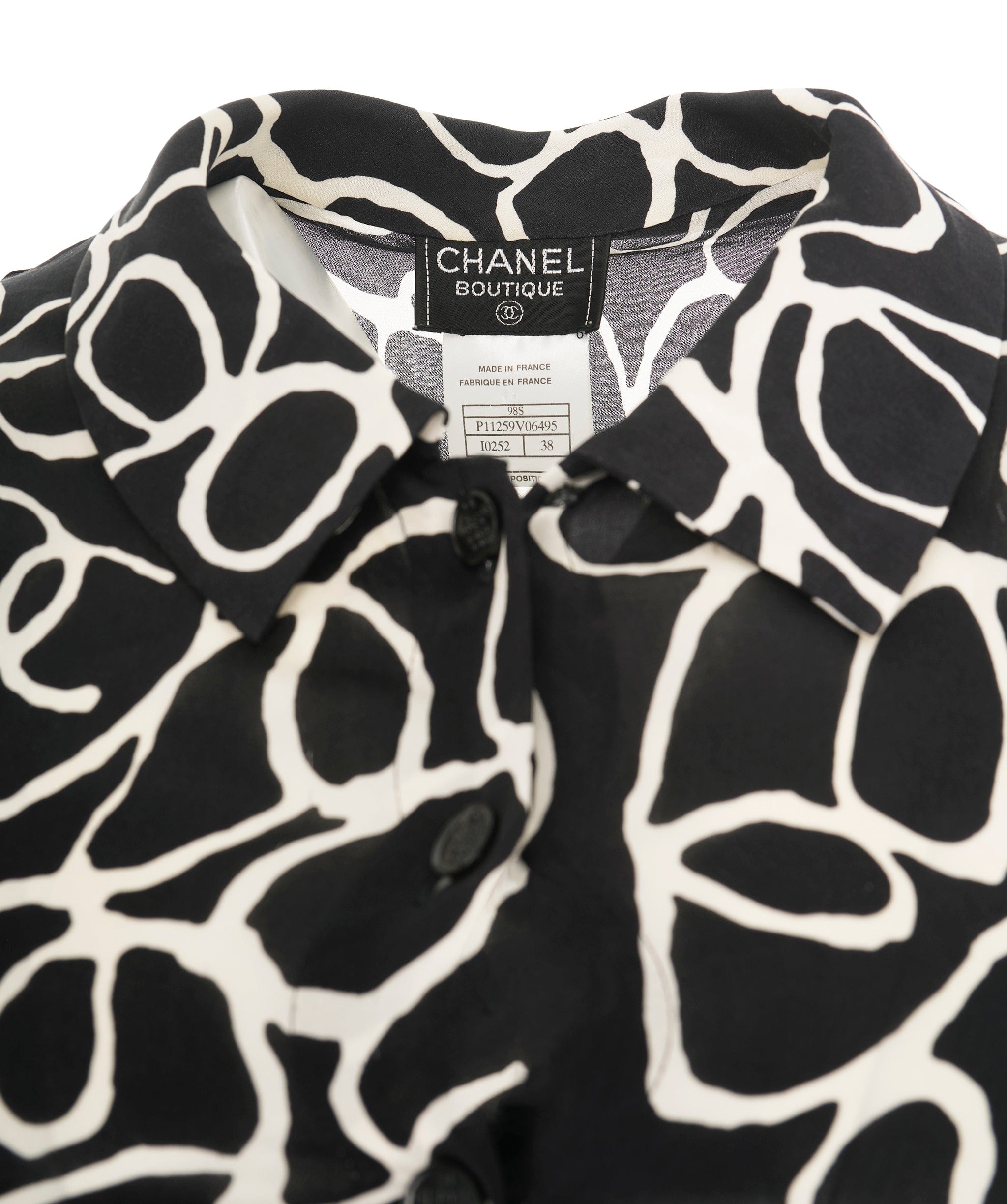 Chanel Chanel 98P Silk Top Sleeveless Black White ASL10851