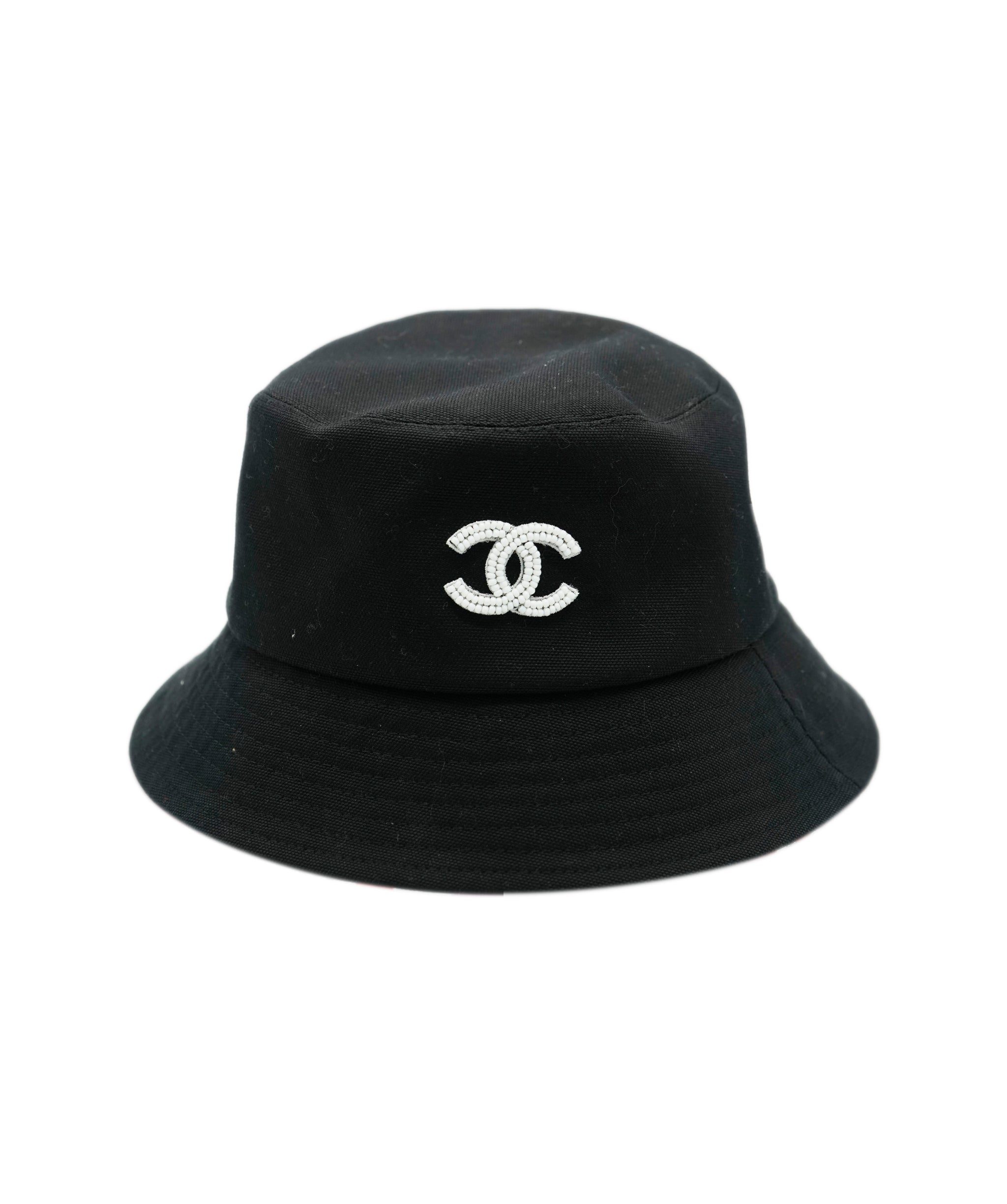 Chanel Chanel Black Bucket Hat with CC pearl Detail ALC1338