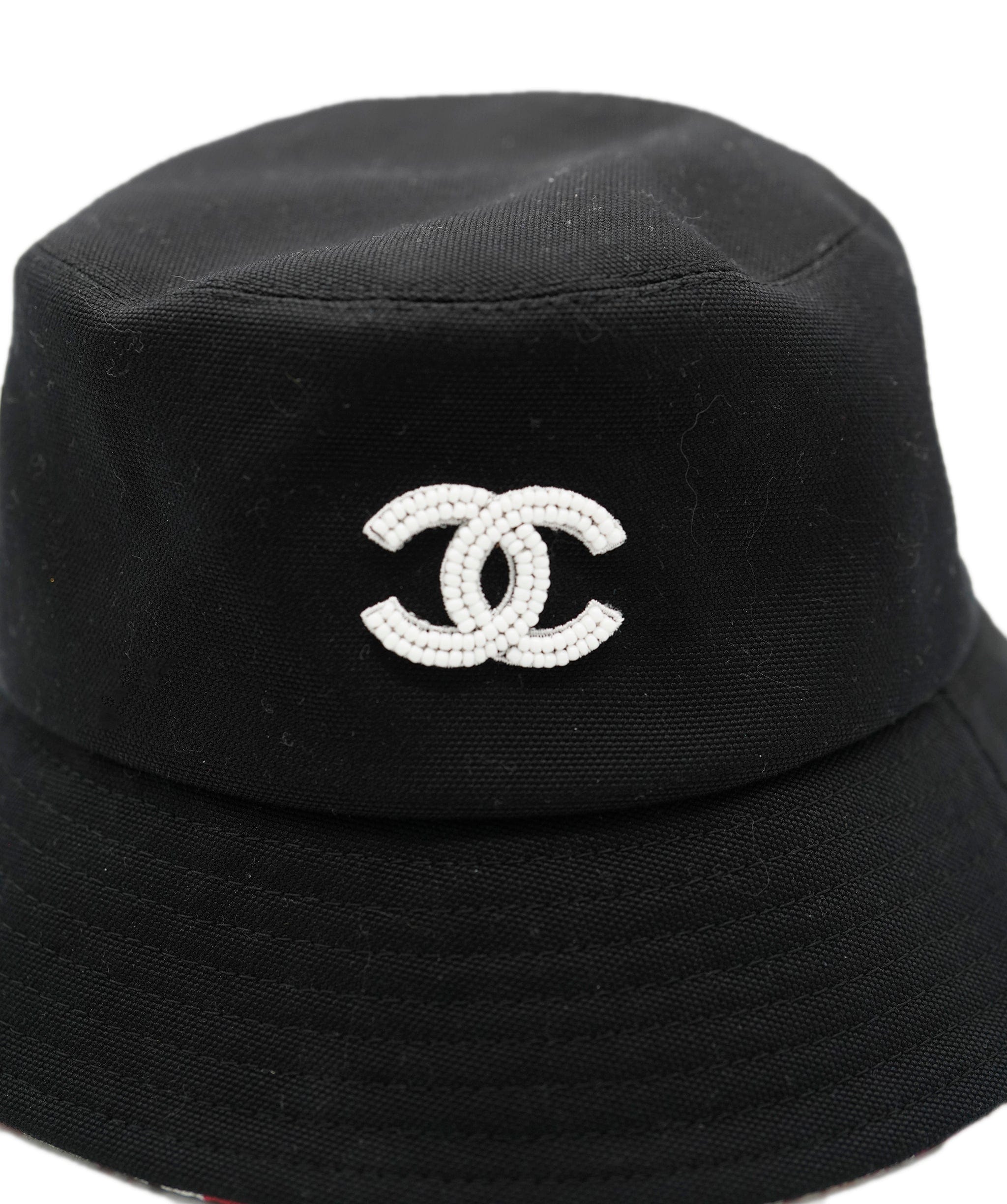 Chanel Black Bucket Hat with CC pearl Detail ALC1338