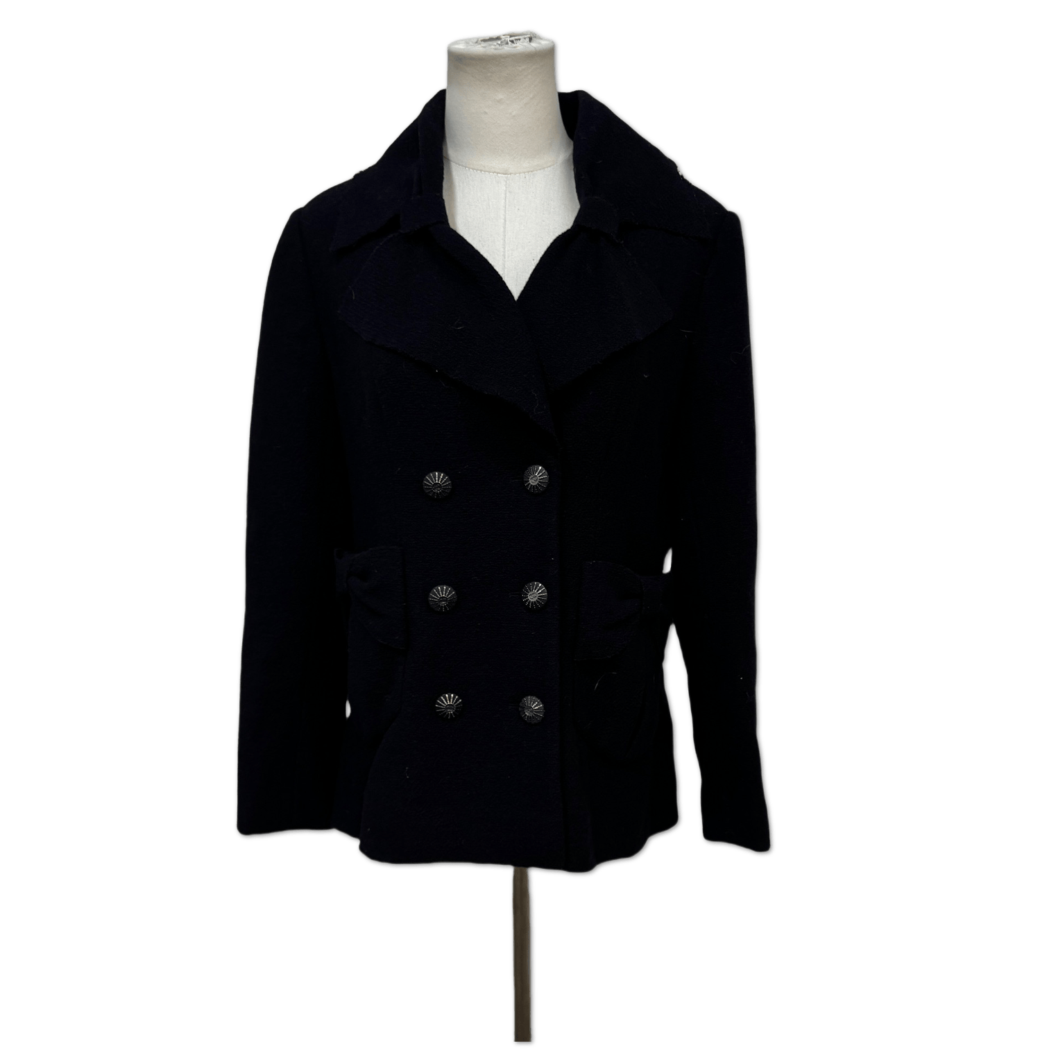 Chanel Chanel Black Double-Breasted Bow-Pocket Jacket size 142 C14418729148