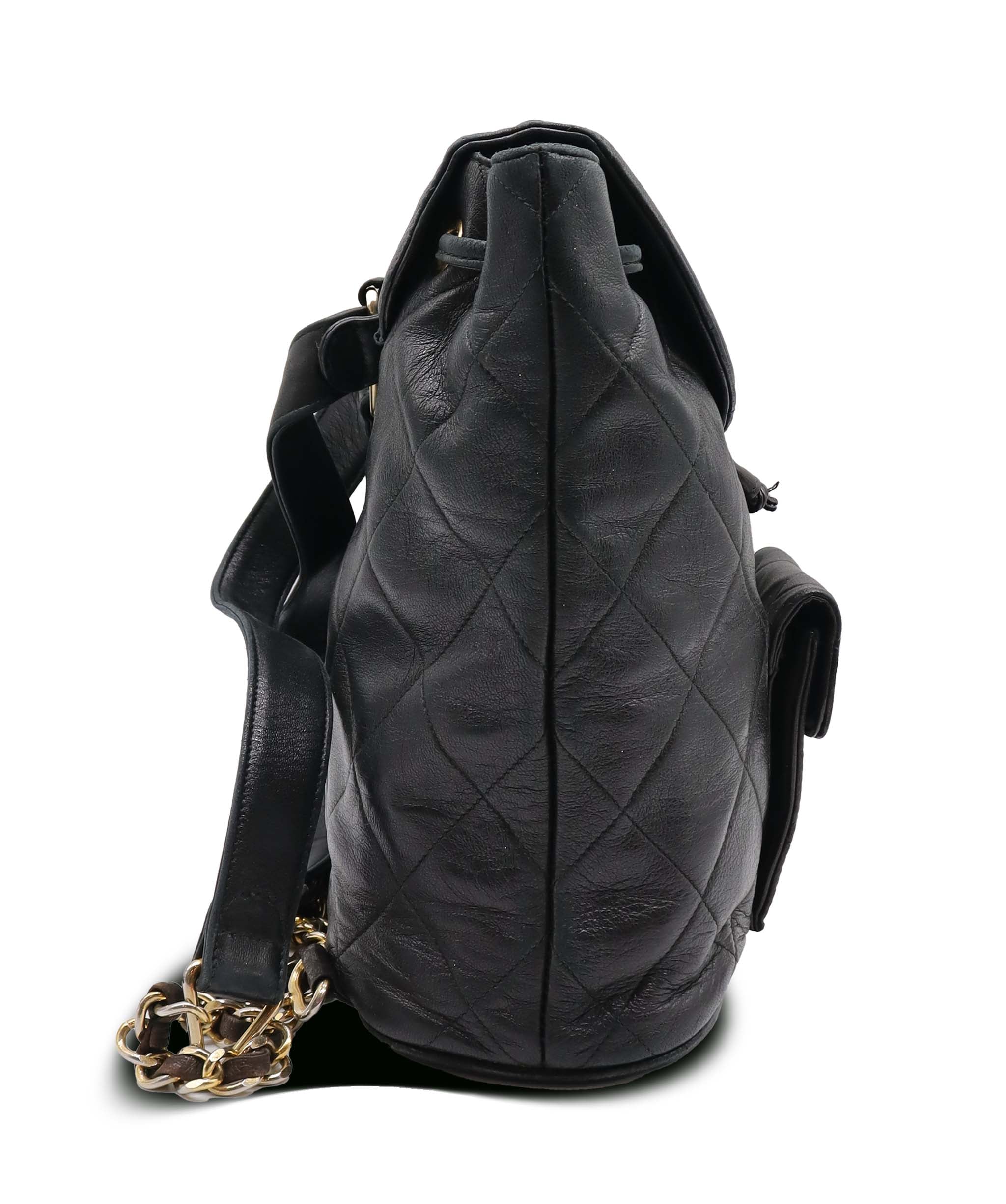 Chanel Chanel Black Lambskin Duma Backback GHW AGC3177