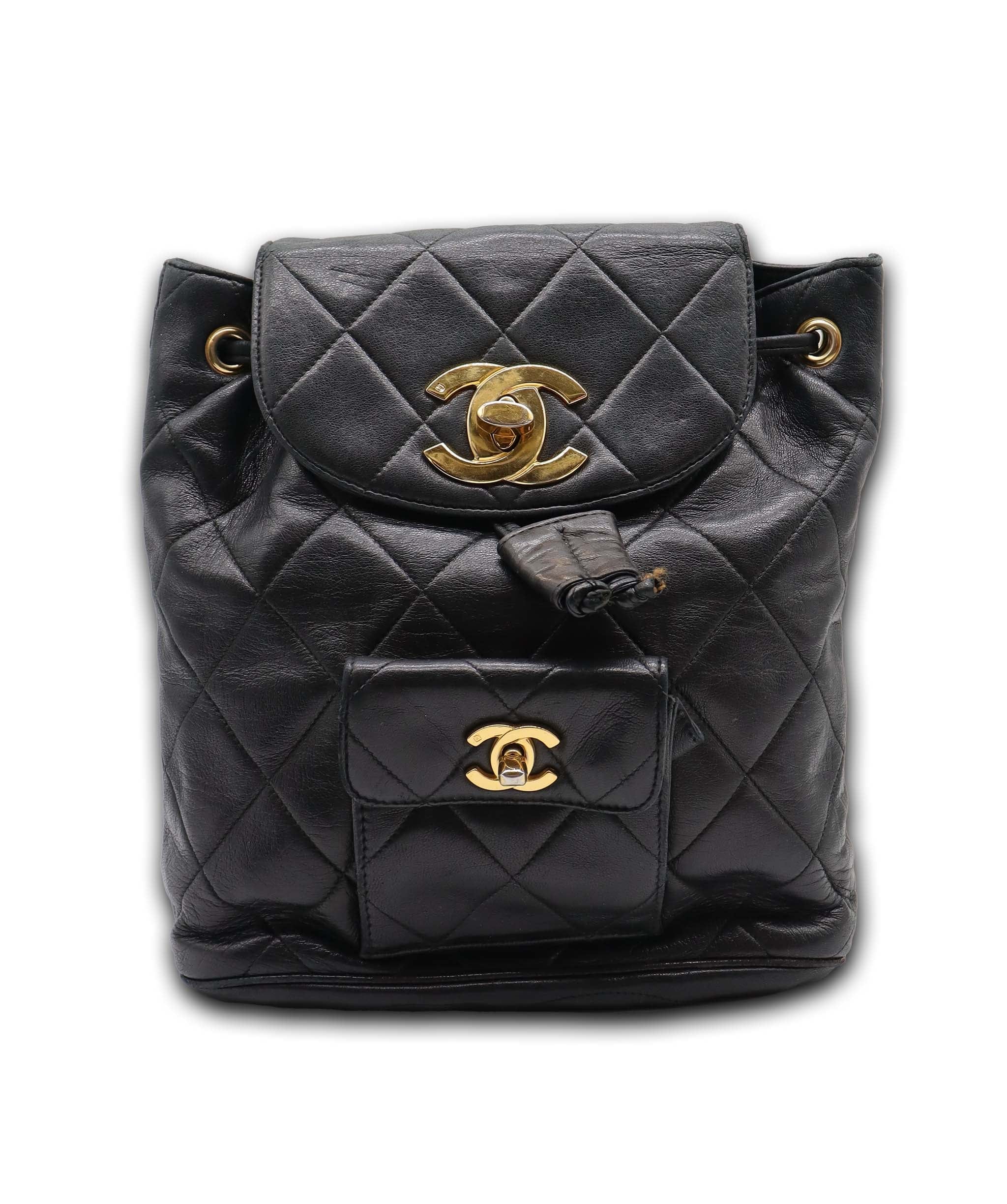 Chanel Chanel Black Lambskin Duma Backback GHW AGC3177