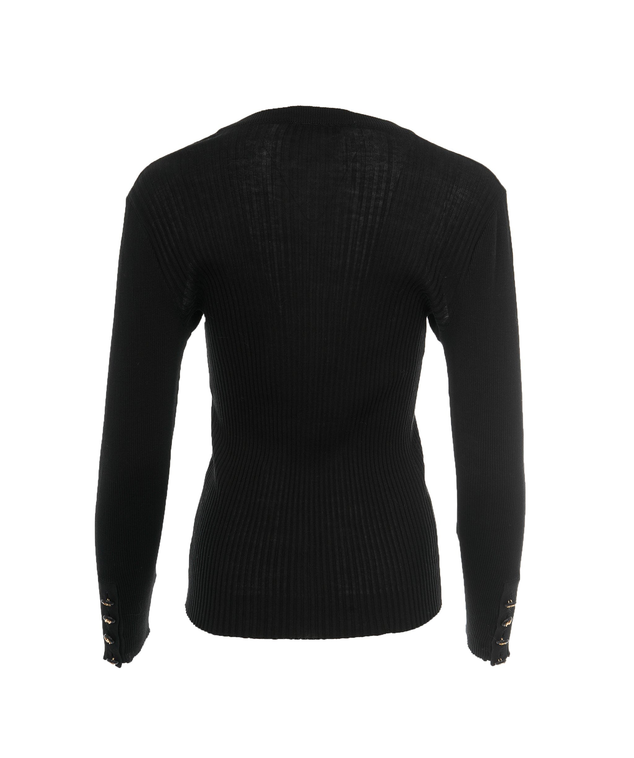 Chanel Chanel Black Ribbed Knit CC Long Sleeve Sweater ALC1906