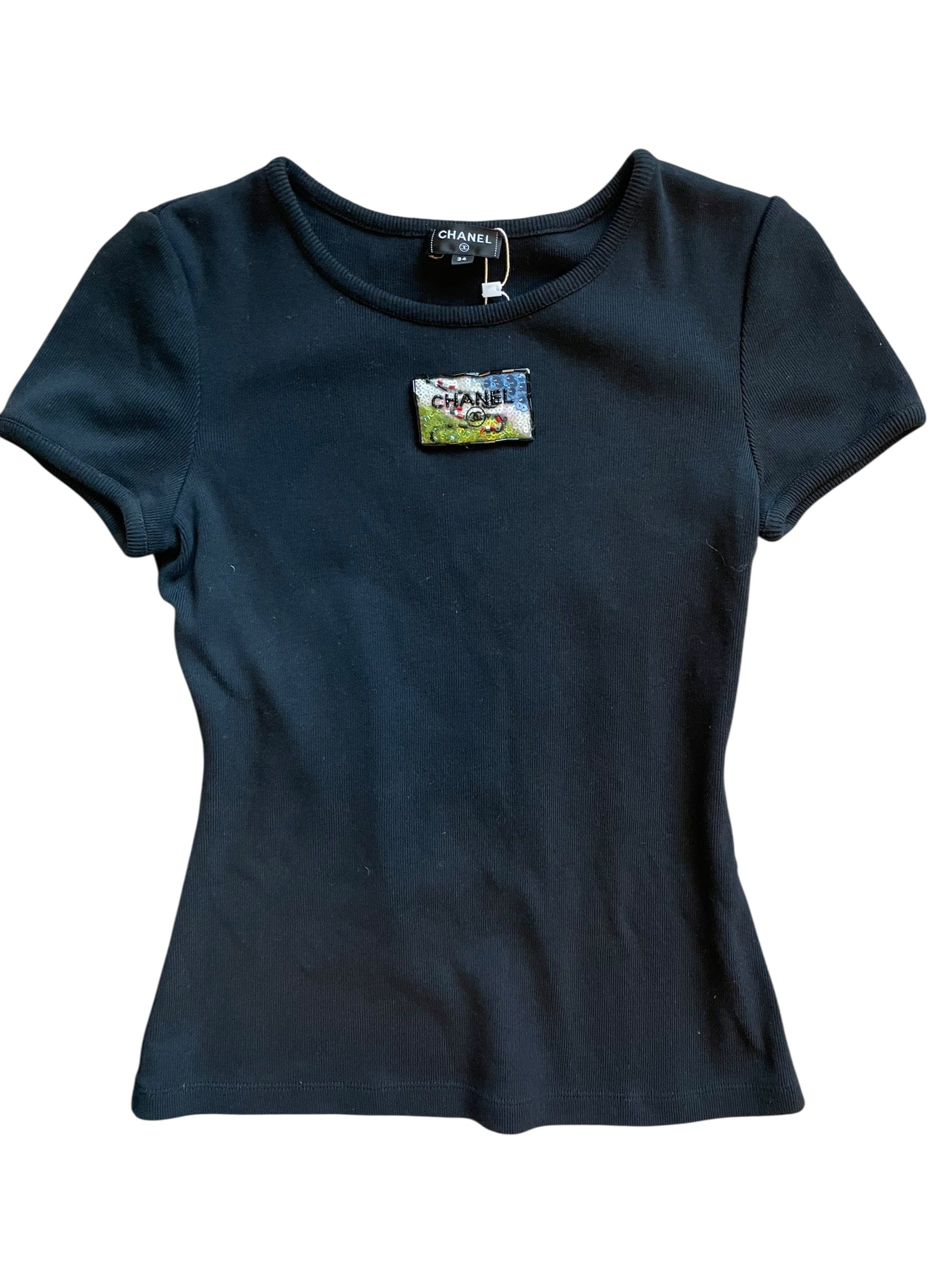 Chanel chanel black sequin t shirt 24C  DXBK0581