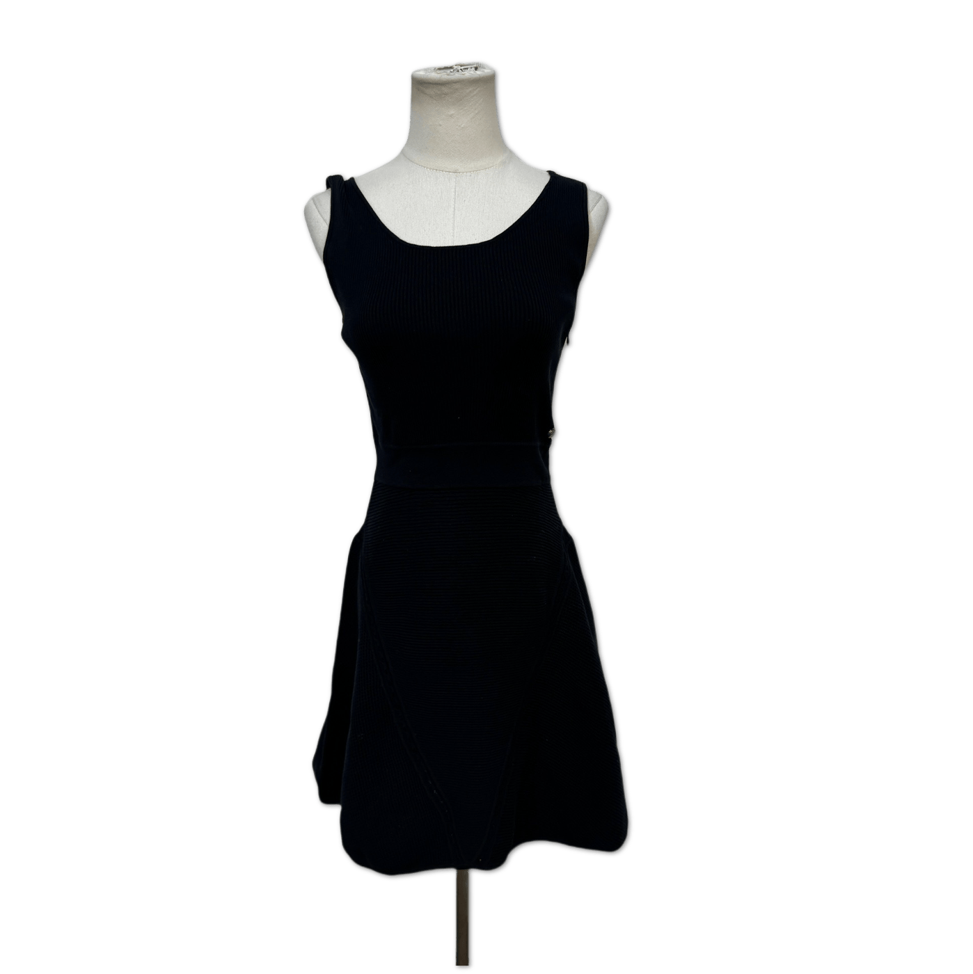 Chanel Chanel Black Sleeveless Ribbed Knit A-Line Mini Dress size 36 C14413612465