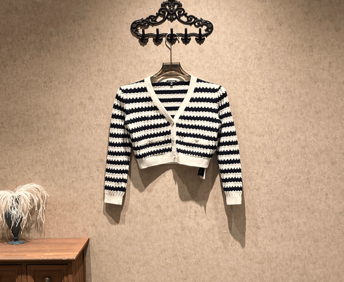 Chanel Chanel Blue and White Striped Sequined Knit Cardigan / Size 36 / 99% New / 42773 SGC42773
