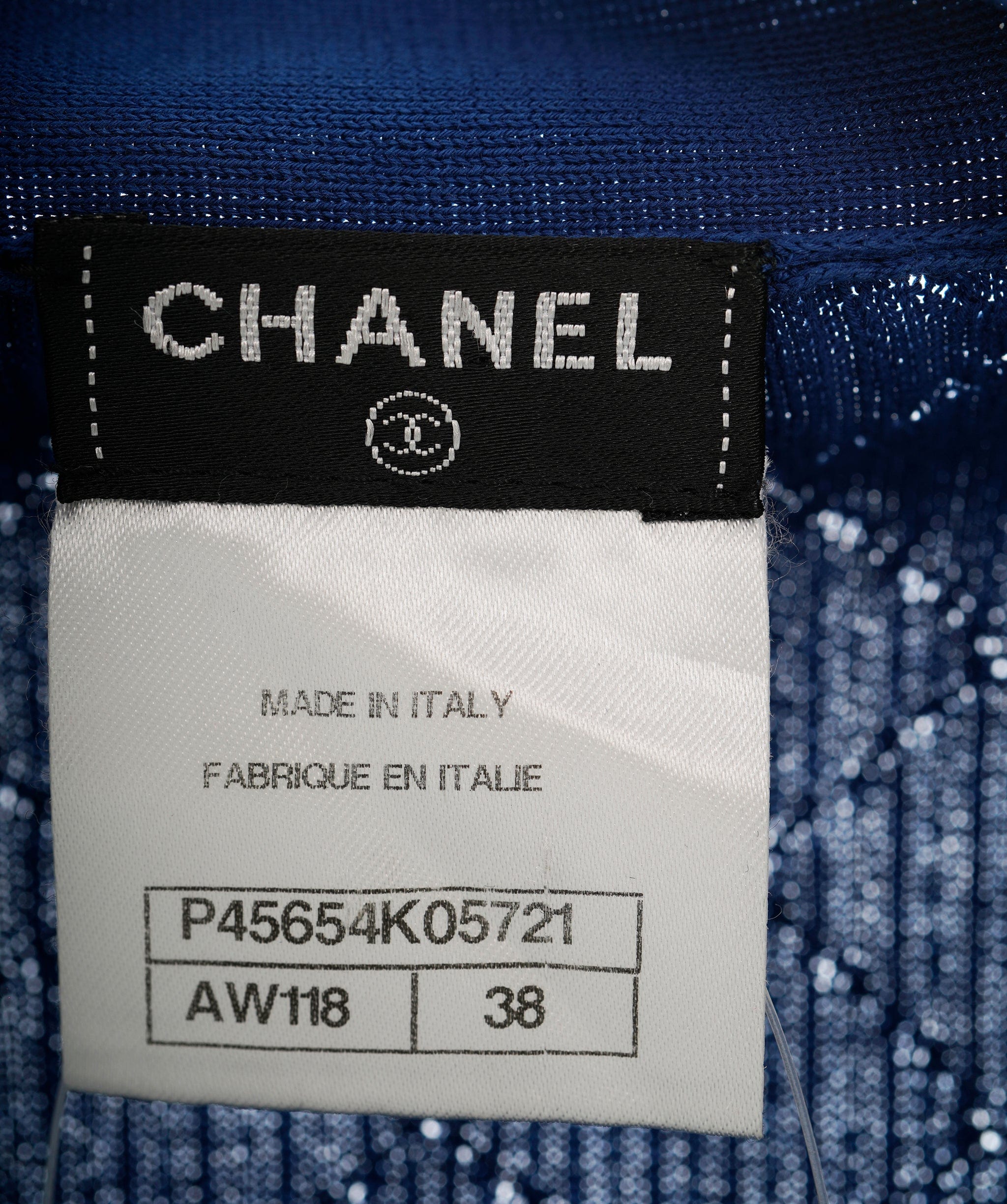 Chanel Chanel Blue Perforated CC Button Cardigan AKL0072
