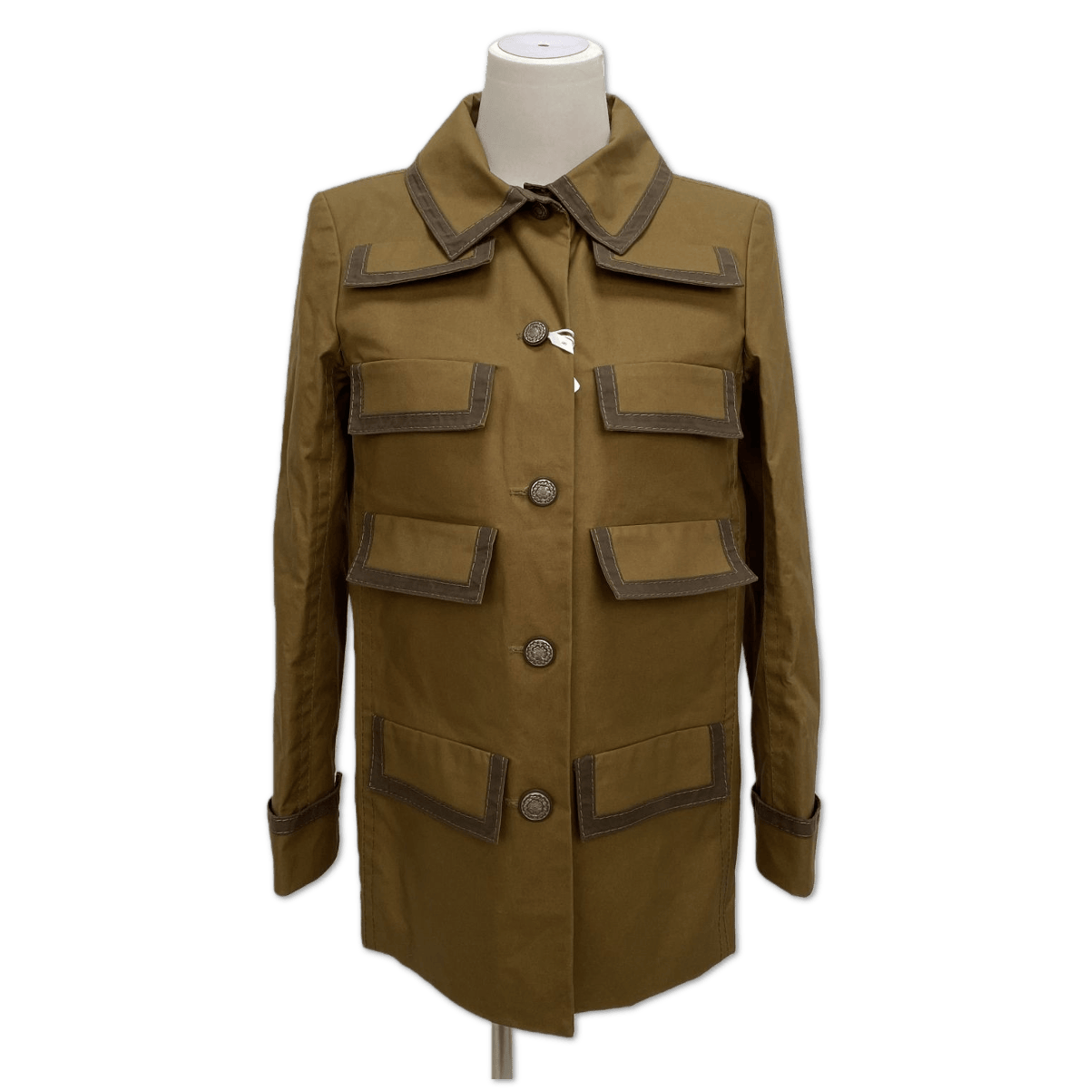Chanel Chanel Brown Contrast-Trim Multi-Pocket Jacket size 36 C13999702470