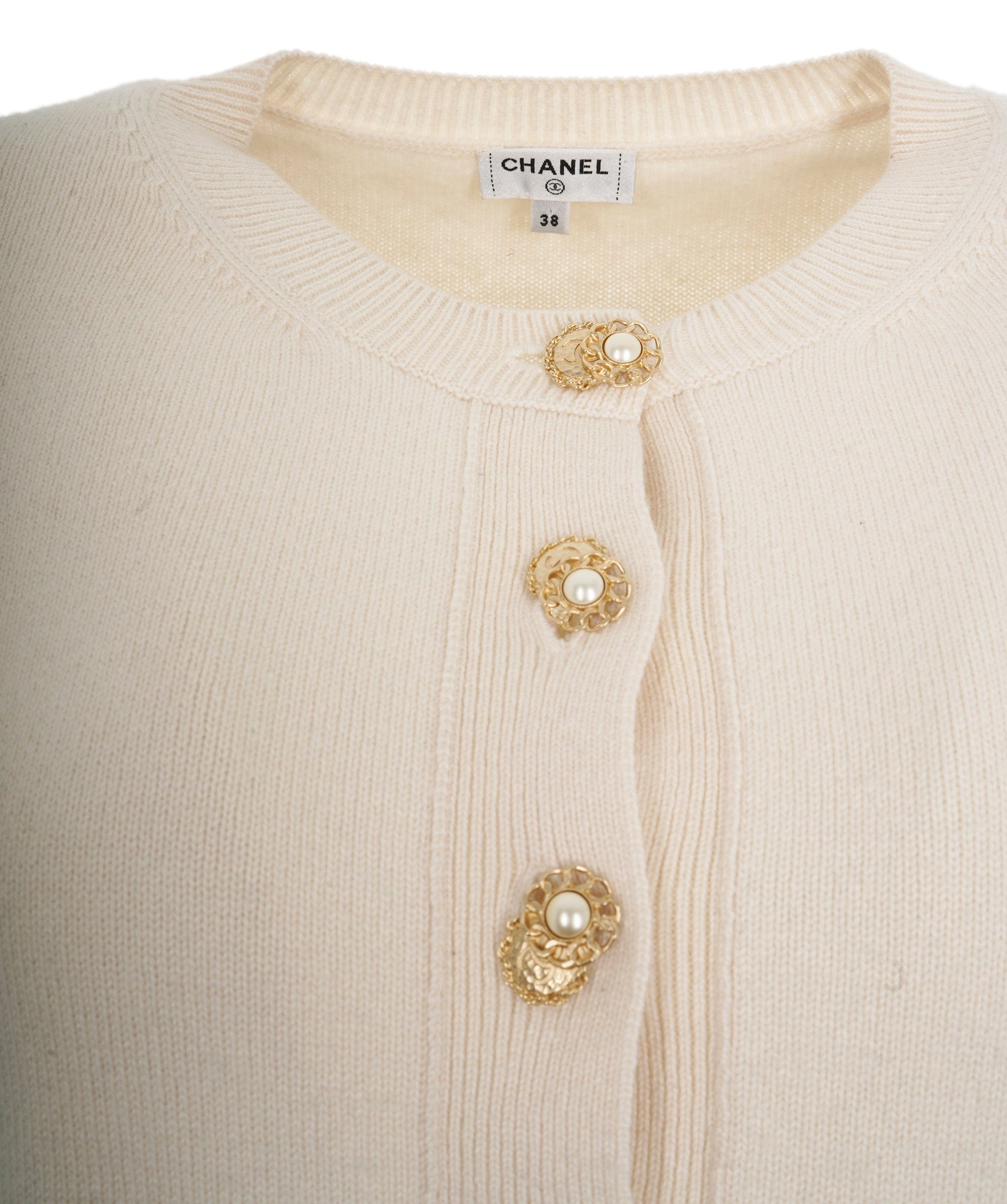 Chanel Chanel Cardigan cèmes boutons dorés deux poches FR38 ALC1217