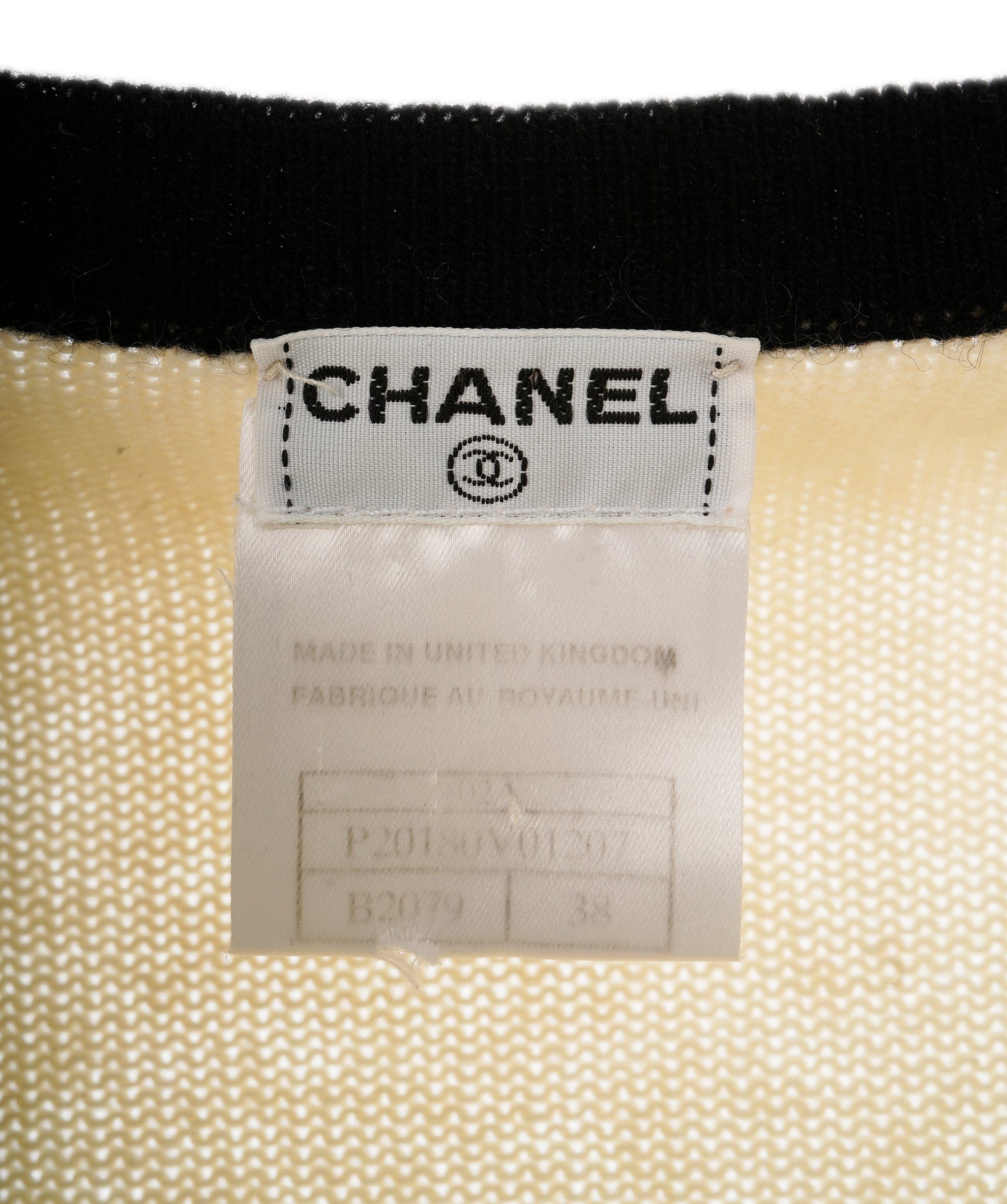 Chanel Chanel Cashmere Cardigan Cream Black ASL10488