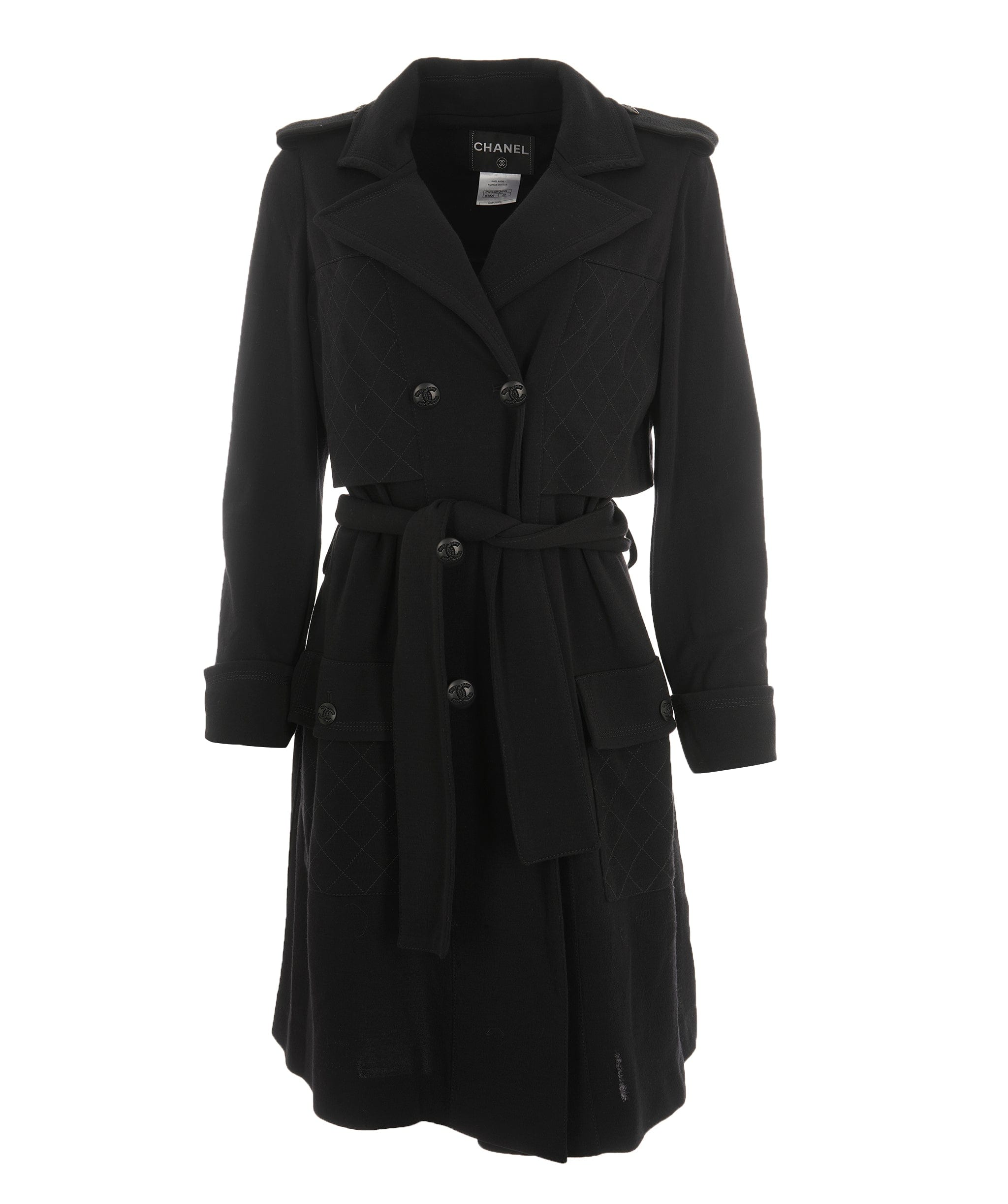 Chanel Chanel CC Black Wool Longline Trench Coat  ALC2652