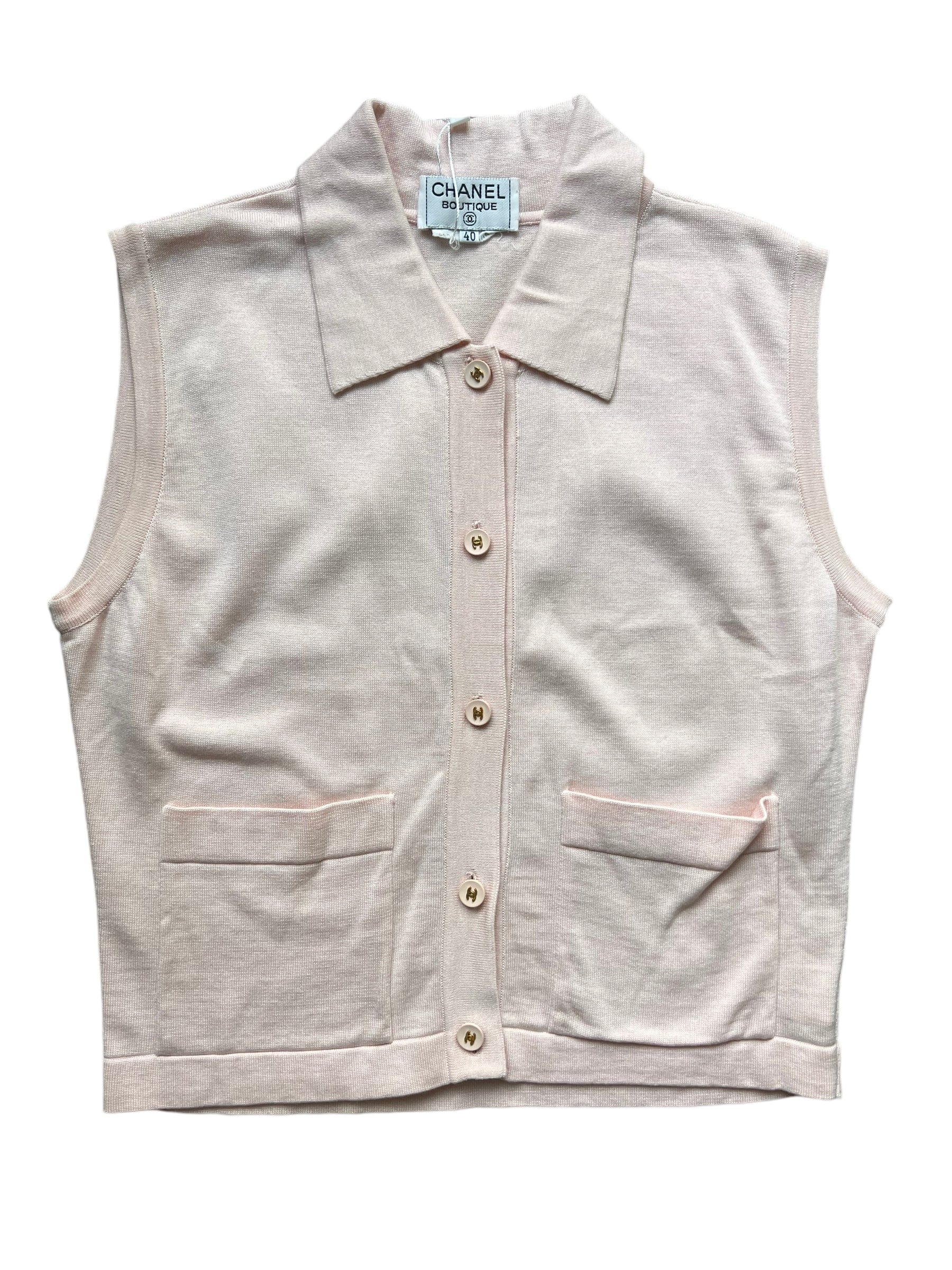 Chanel Chanel CC Buttons Cropped Vest Pink DXBS0567