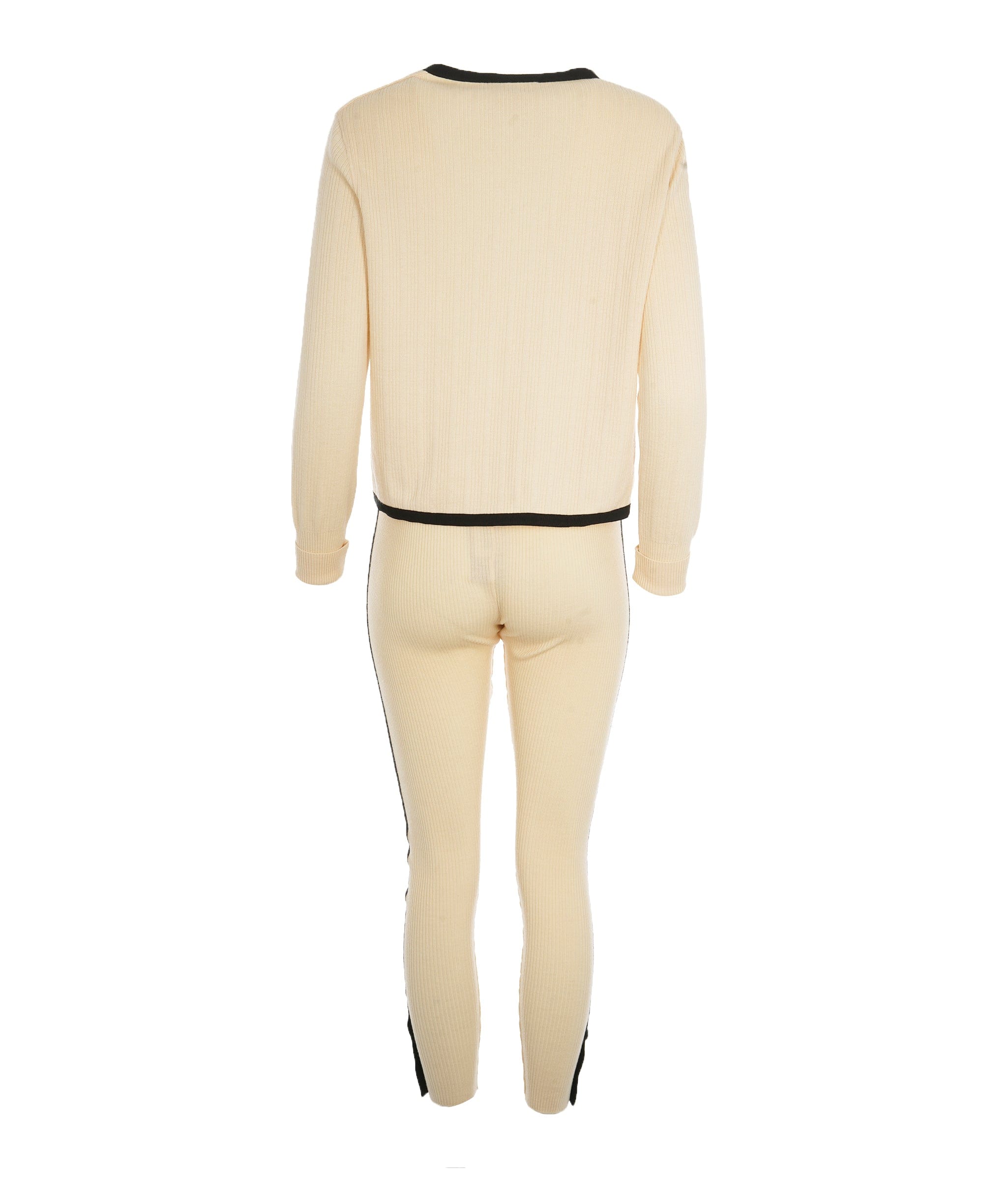 Chanel Chanel CC Buttons Knit Jacket & Pants Set Cream  ASL10612