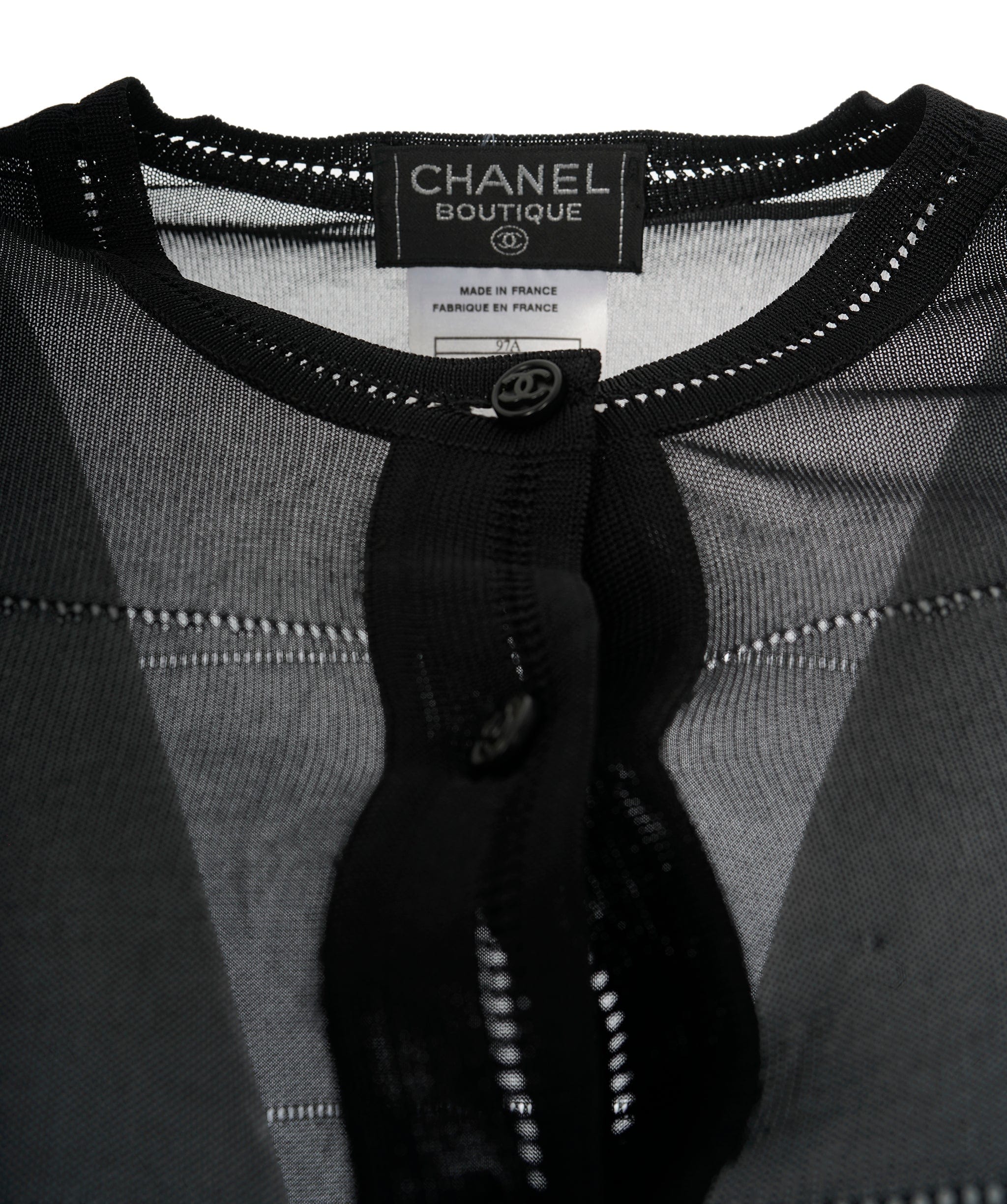 Chanel Chanel CC Buttons See-through Cardigan Black ASL10505