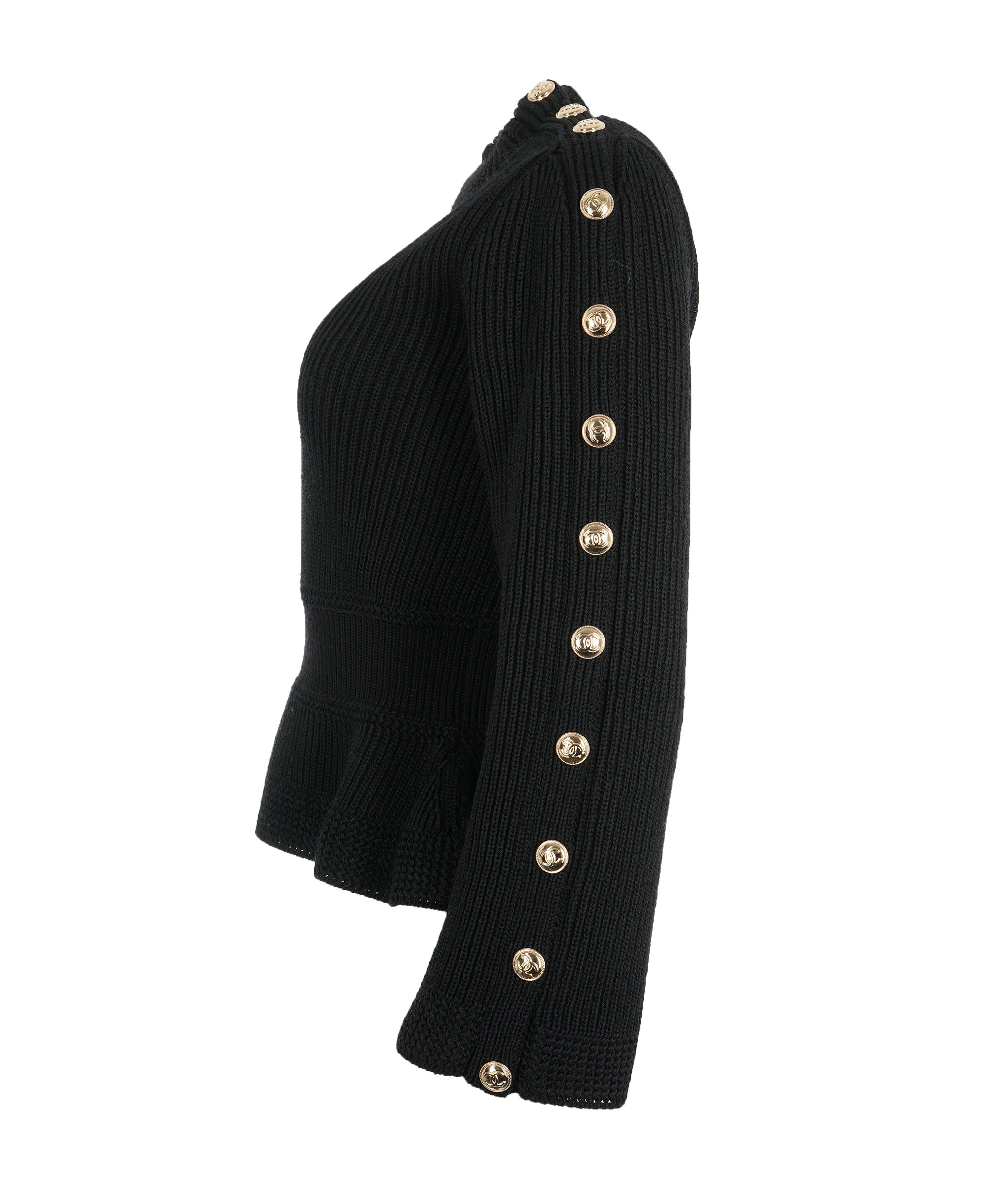 Chanel Chanel CC Coin Black Cable Knit Jumper *From Hannah Stafford Taylors Wardrobe * ALC1424