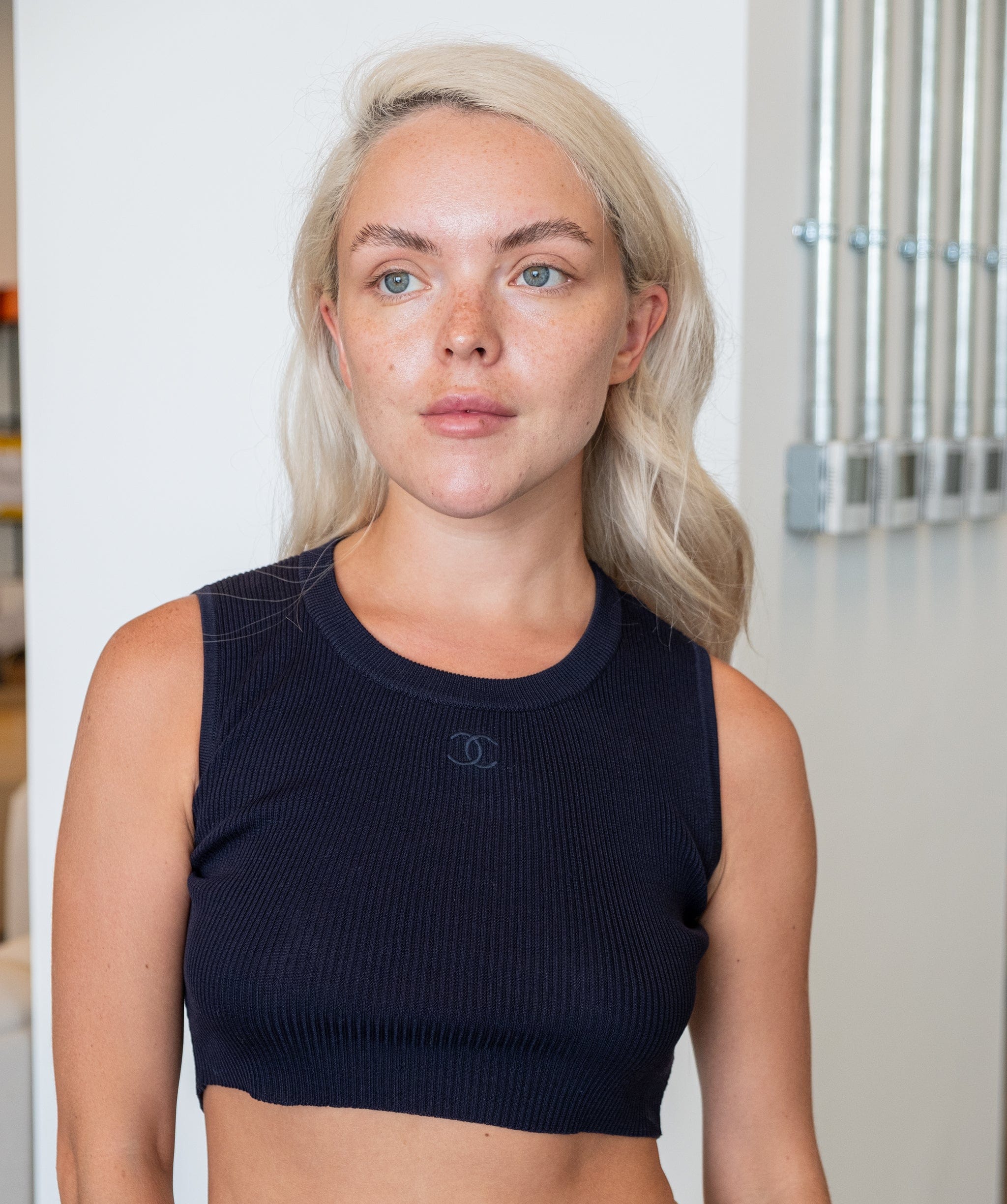 Chanel CC Cropped Tank Top Navy P95 DXBS0223 – Luxury Promise