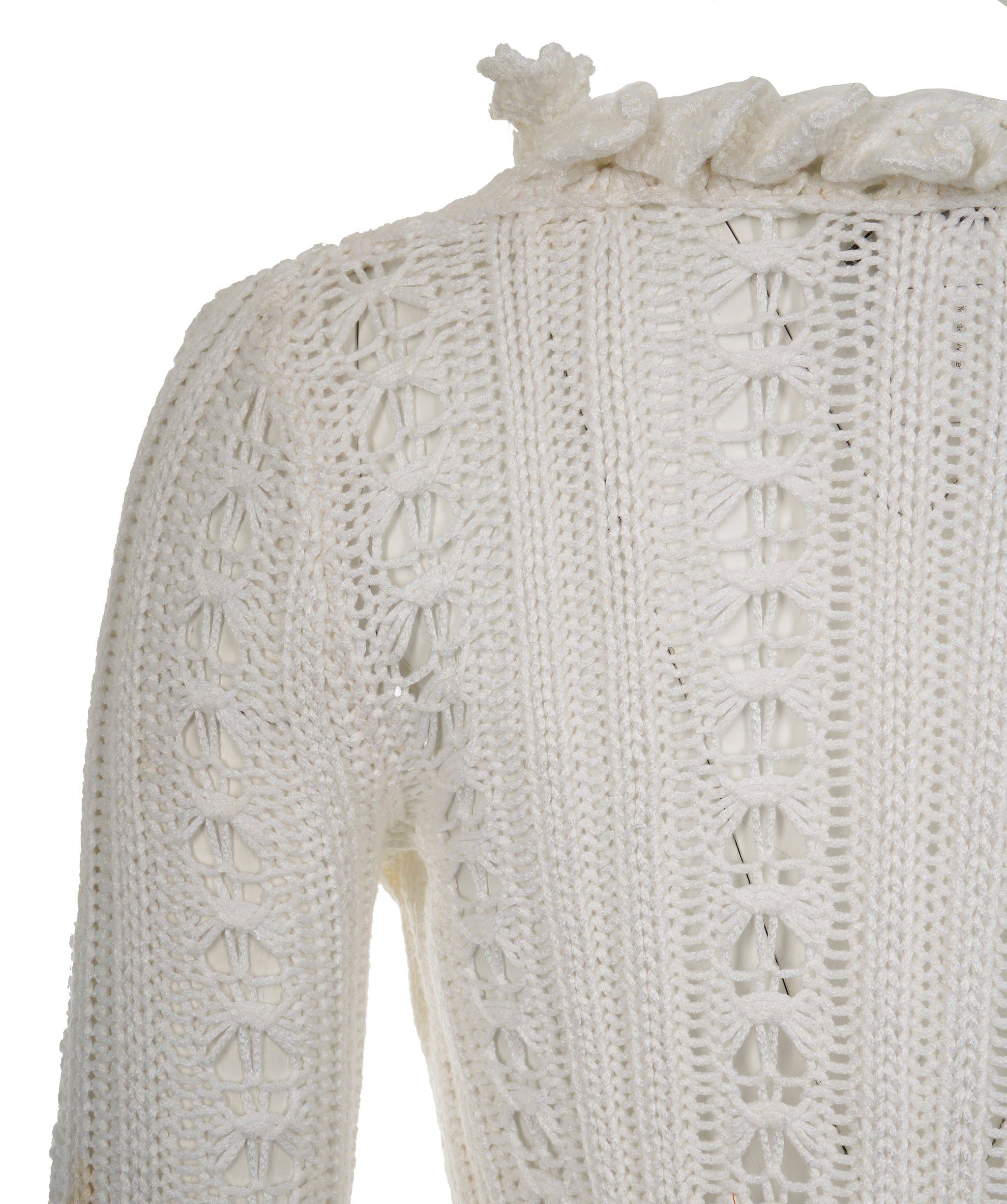 Chanel Chanel CC Crotchet White Cardigan 34  ALL0796