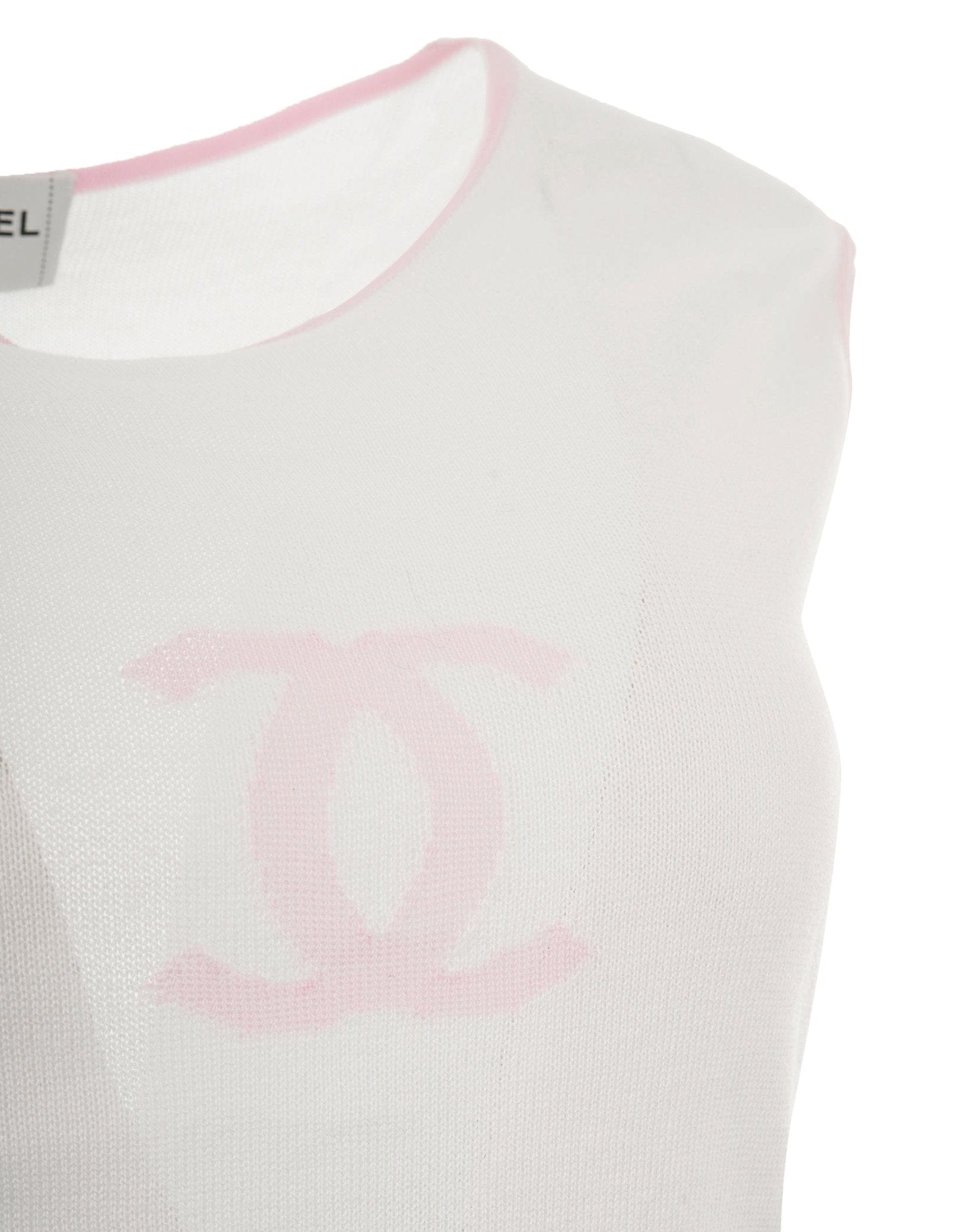 Chanel Chanel CC knit Tank Top White Pink DXBS0158