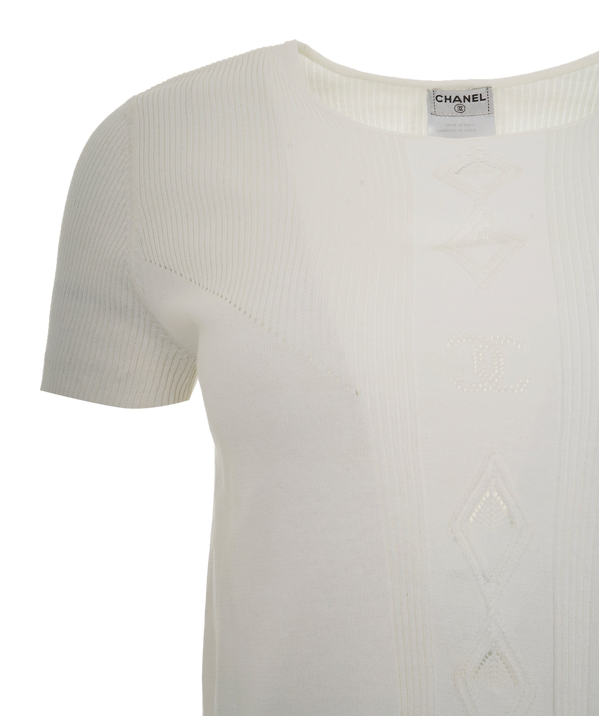 Chanel Chanel CC Knit Top White  DXBS0157