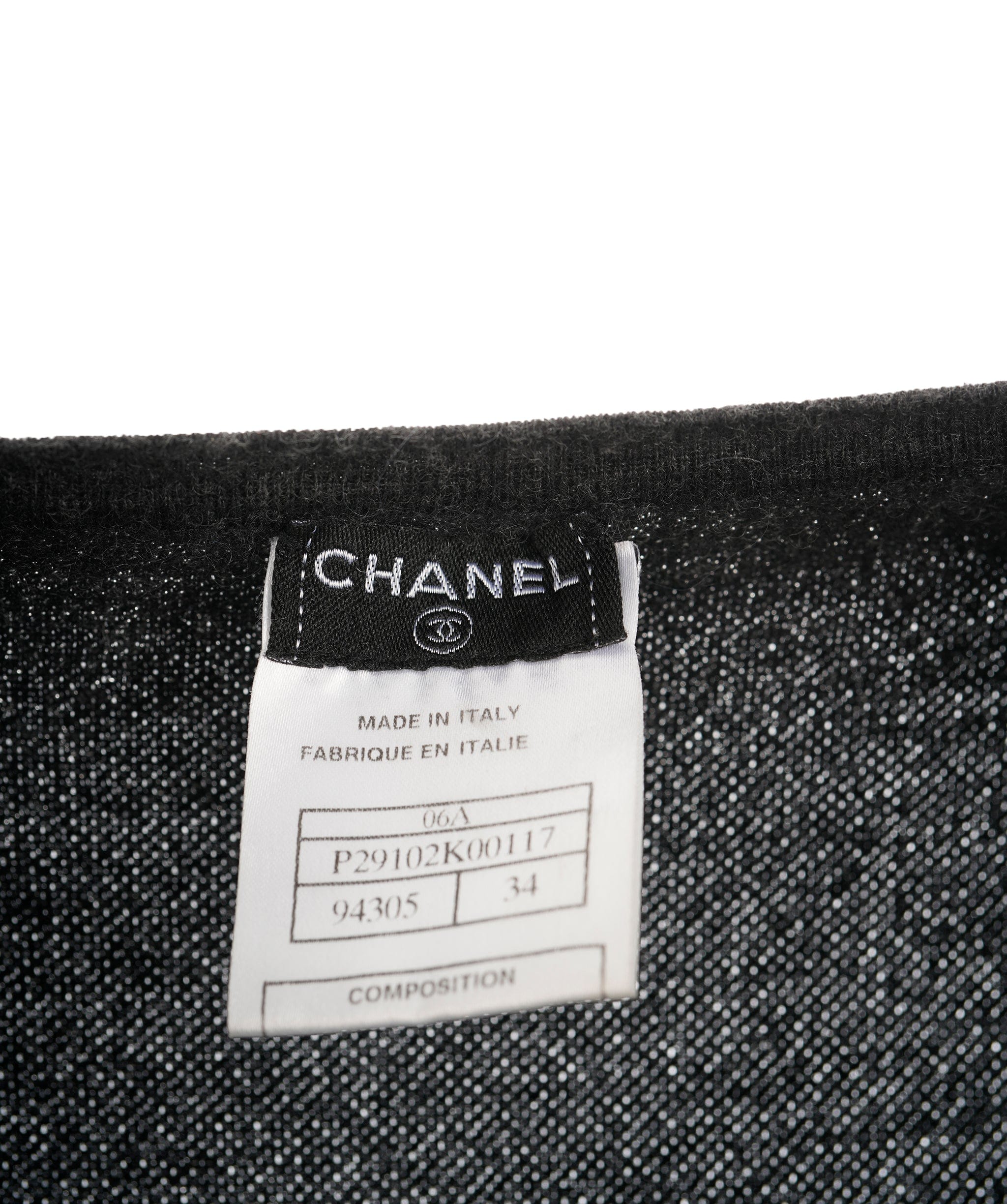 Chanel Chanel CC Pocket Cashmere Top Gray V - Neck DXBS0148