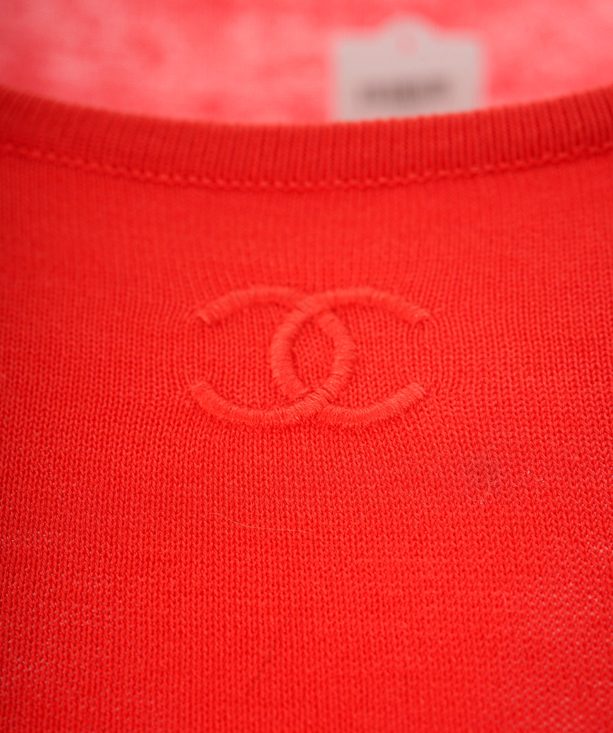 Chanel Chanel CC Sleeve Knit Top Orange Red ASL10852