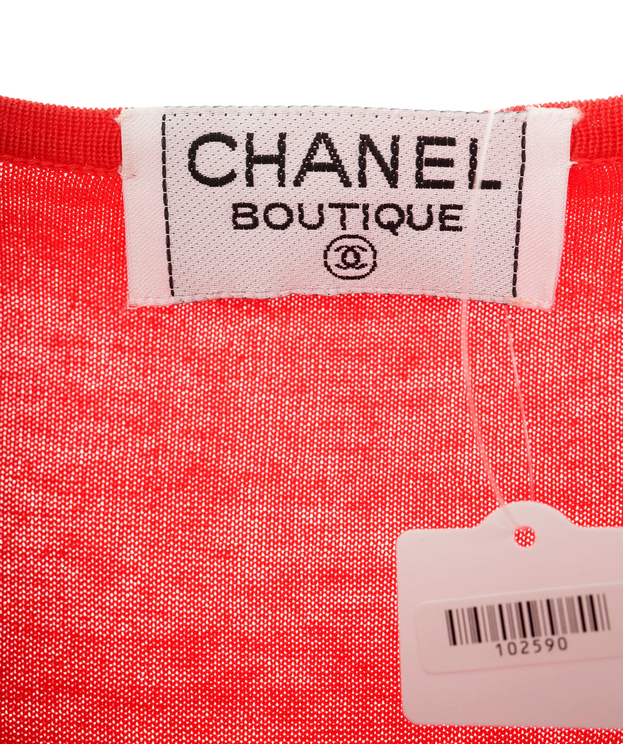 Chanel Chanel CC Sleeve Knit Top Orange Red ASL10852