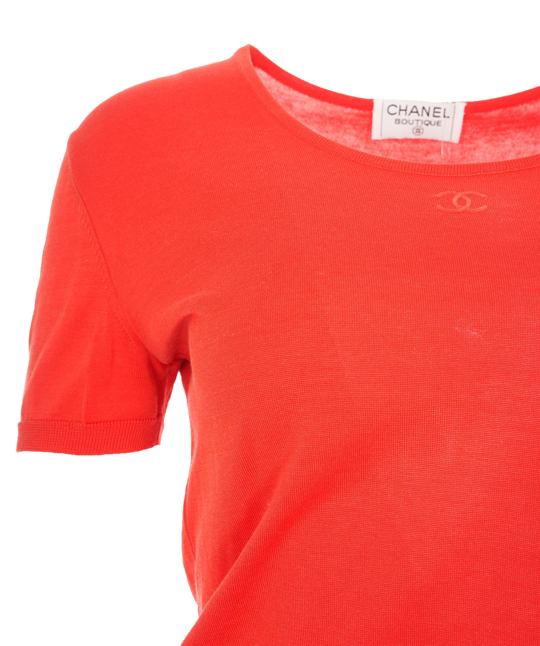 Chanel Chanel CC Sleeve Knit Top Orange Red ASL10852