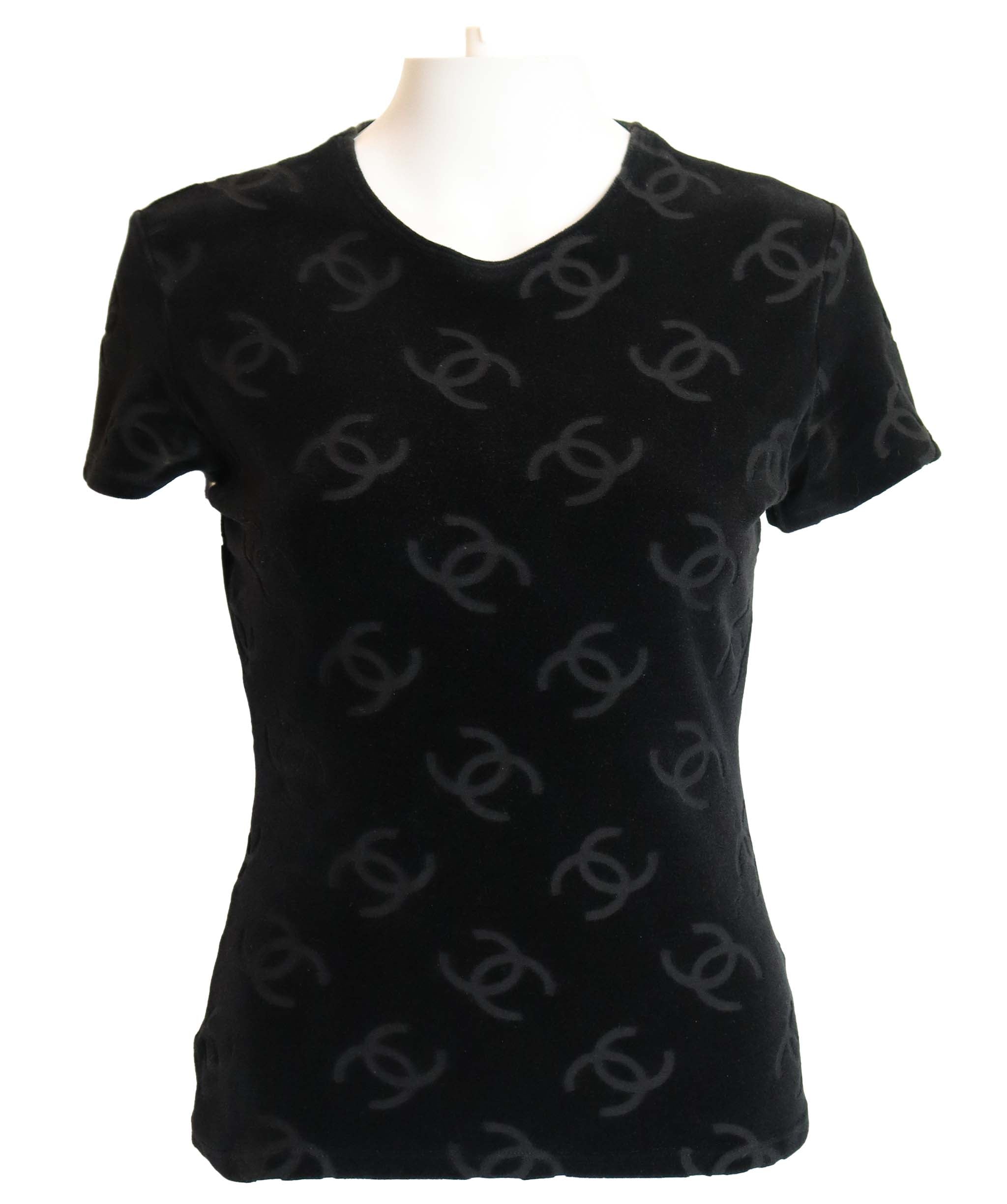 Chanel Chanel CC Velour Tshirt Black  DXBS4333