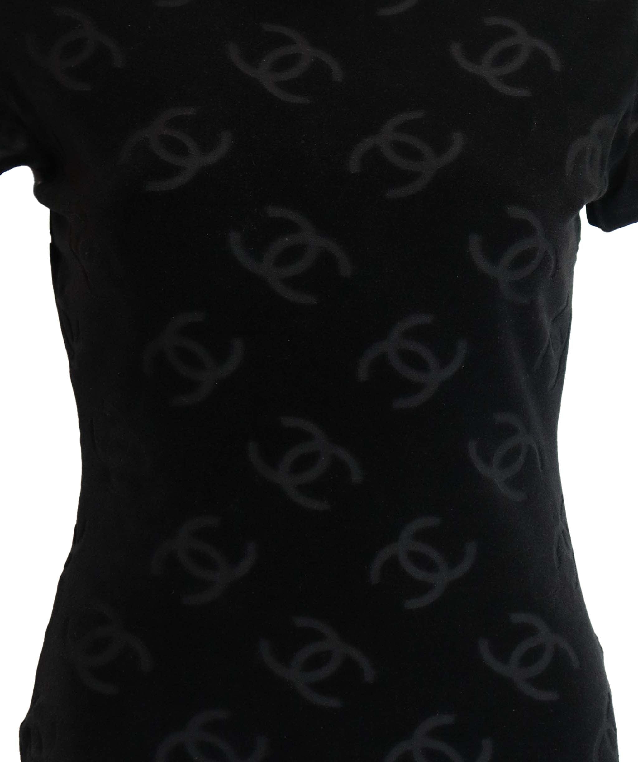Chanel Chanel CC Velour Tshirt Black  DXBS4333