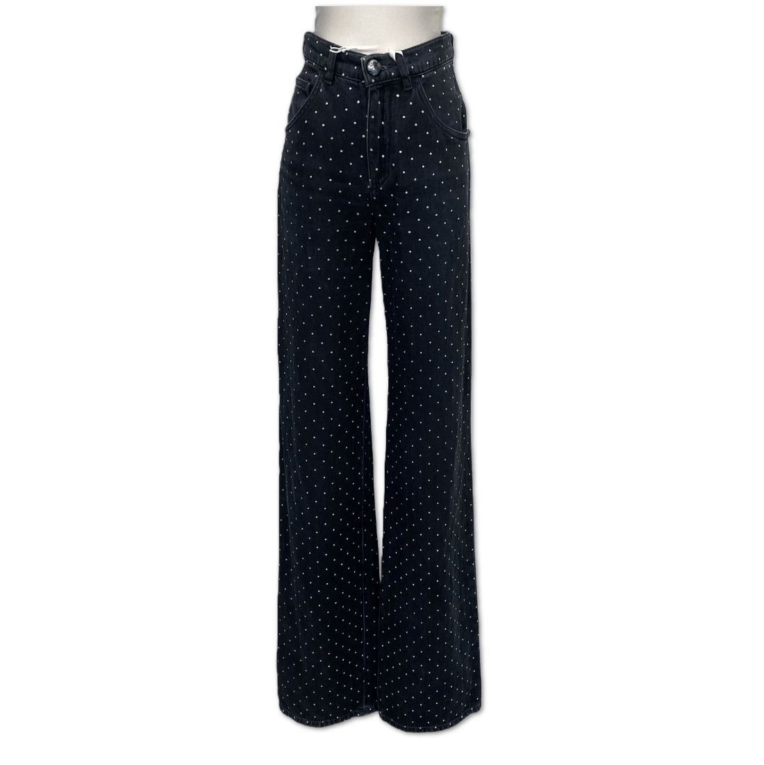 Chanel Chanel Crystal Embellished Wide-Leg Jeans size 34 C13995371636