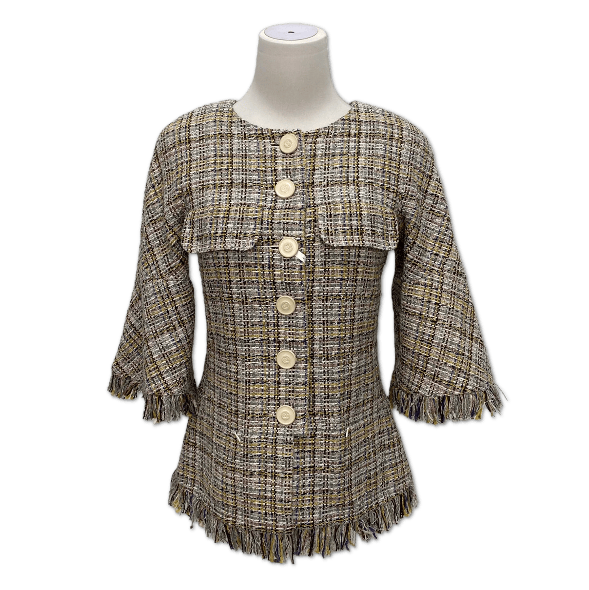 Chanel Chanel Fringed Tweed Single-Breasted Jacket size 34 C13991416109