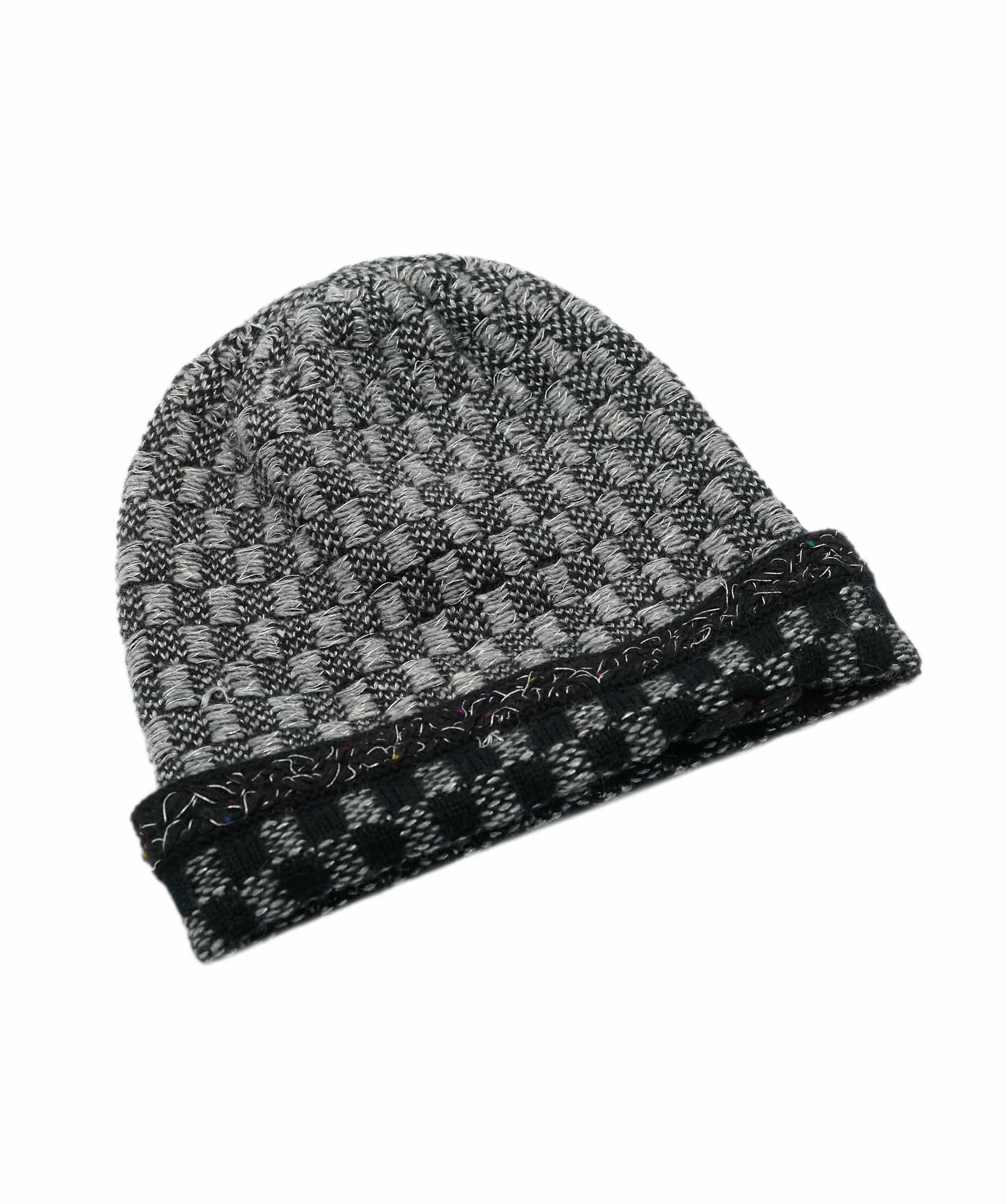 Chanel Chanel Grey Black Cashmere Hat and Scarf Set ALC2666