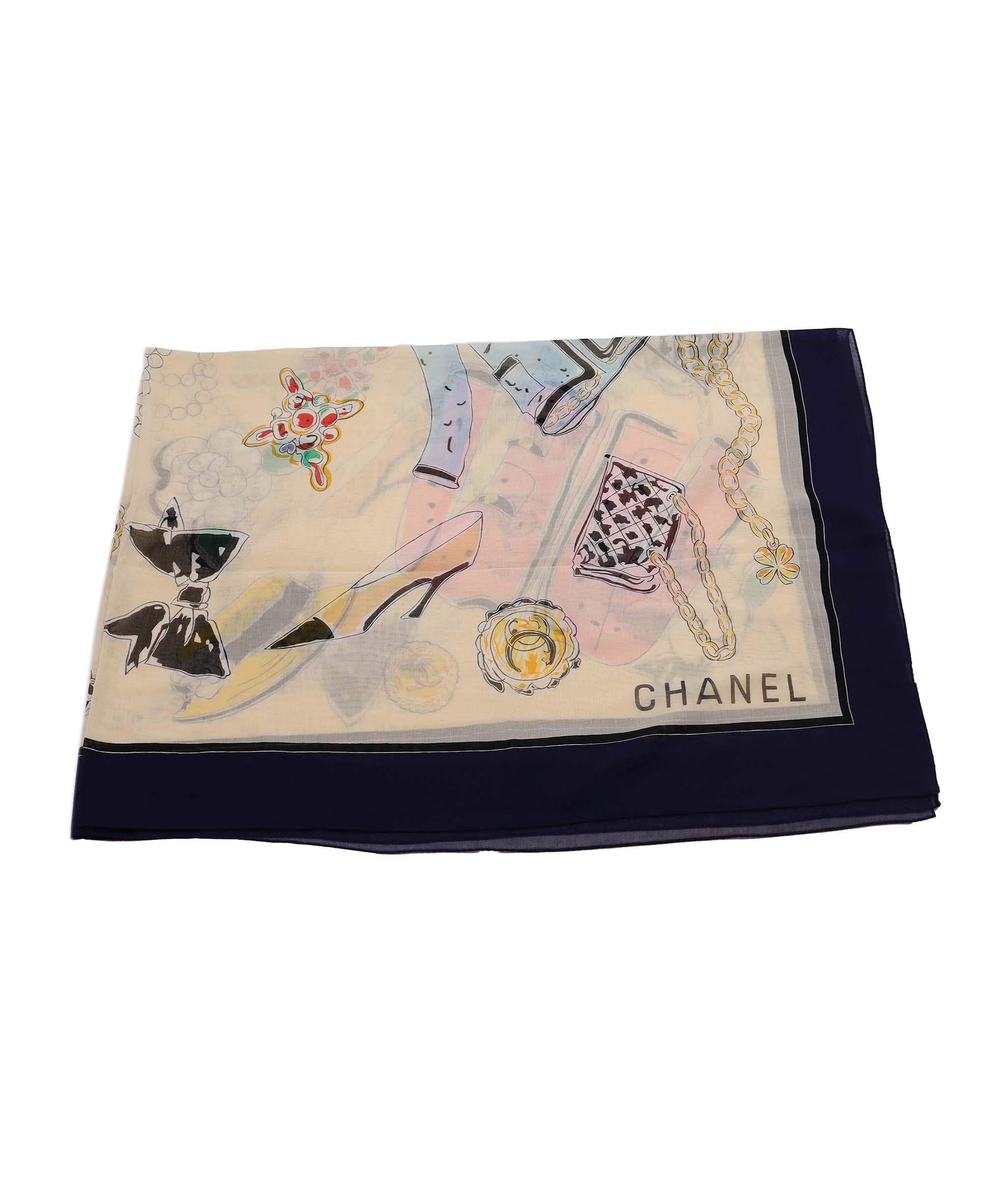 Chanel Chanel Logo Accesory Print Wrap Scarfy Ivory DXBS4322