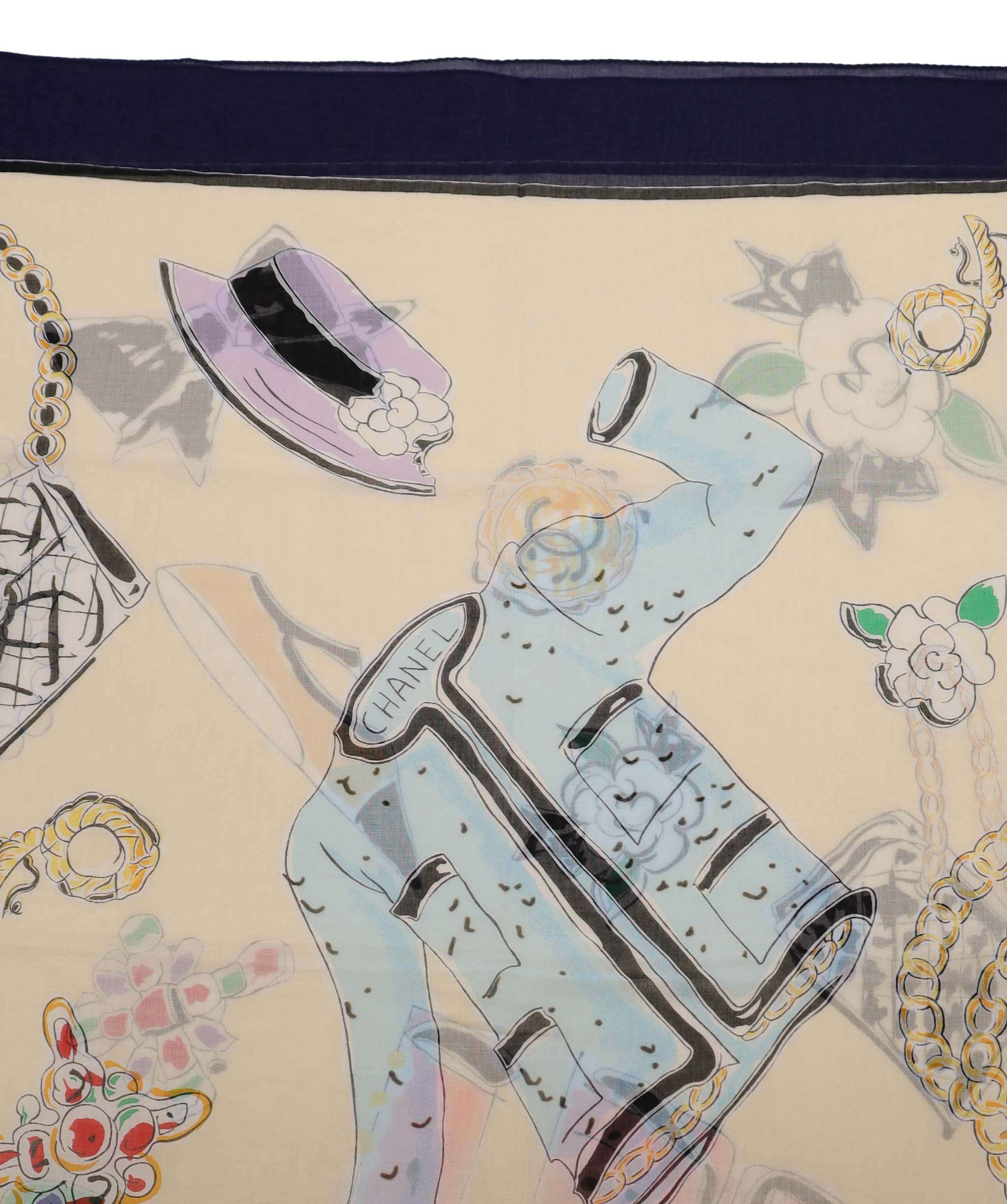 Chanel Chanel Logo Accesory Print Wrap Scarfy Ivory DXBS4322