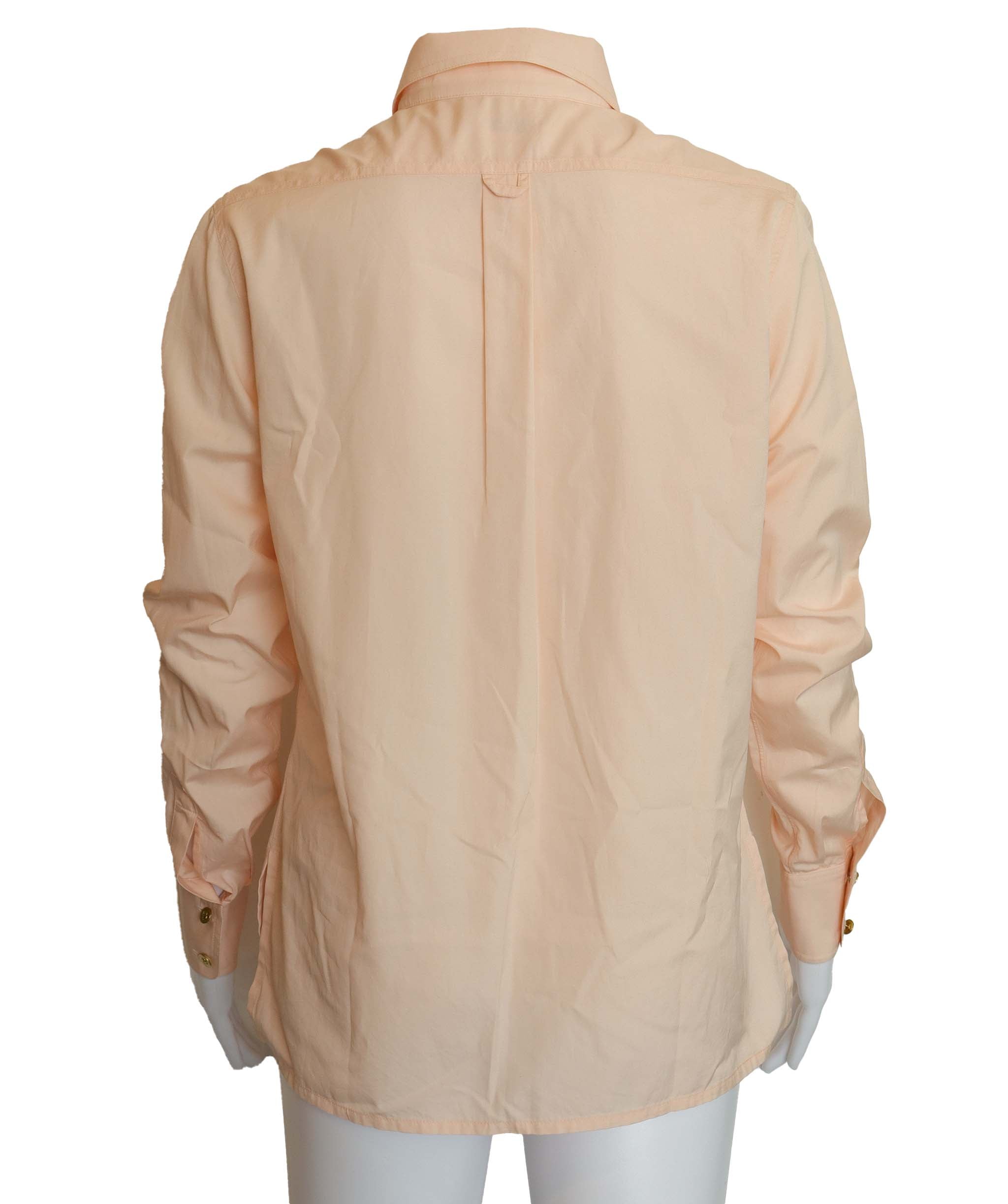 Chanel Chanel Logo Collared Shirt Blouse Salmon Pink DXBS4328