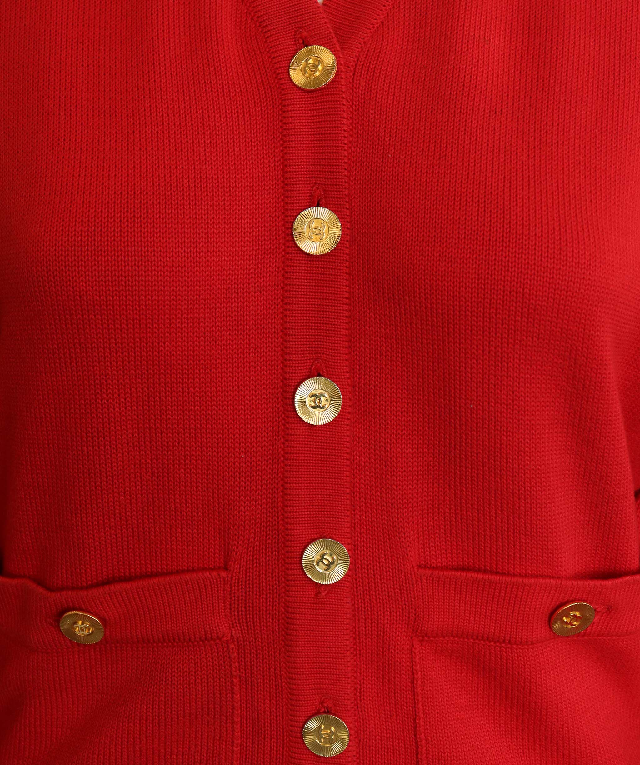Chanel Chanel Logo Knit Cardigan Red DXBS4306