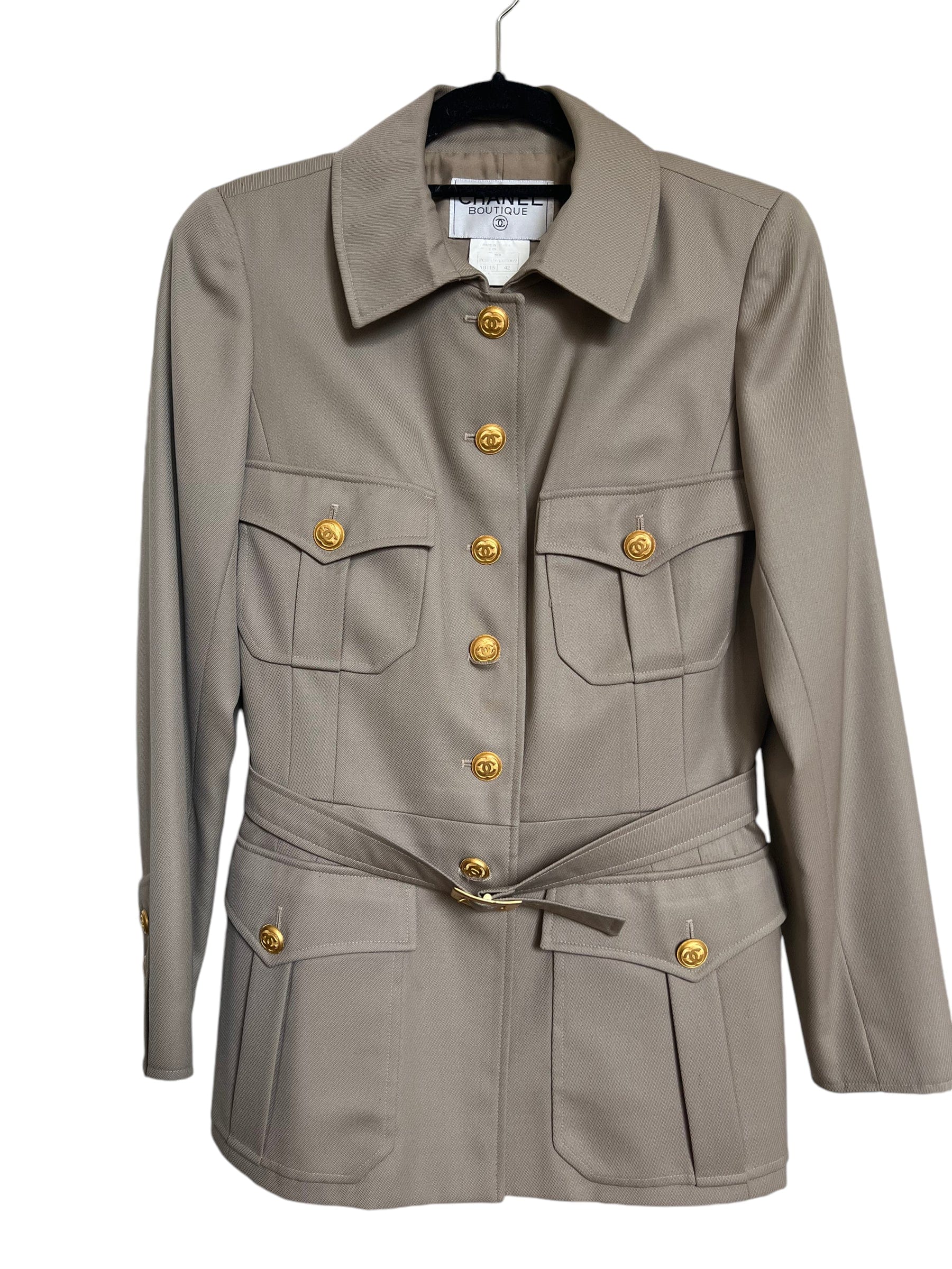 Chanel Chanel Military Suit with Gold CC Buttons Sz 42 AVC2147