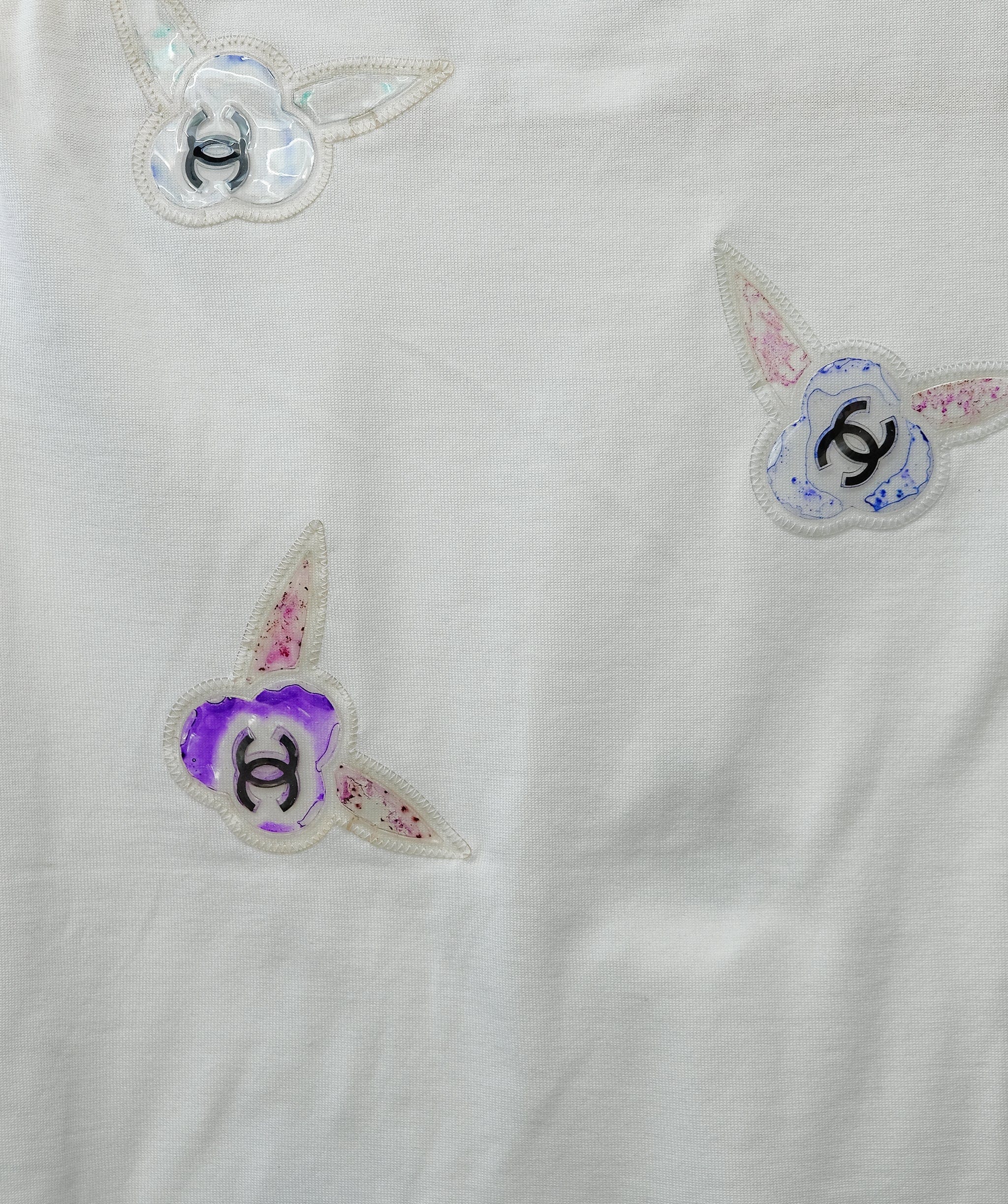Chanel Chanel Multicolor Camelia Patch Top White ASL10413