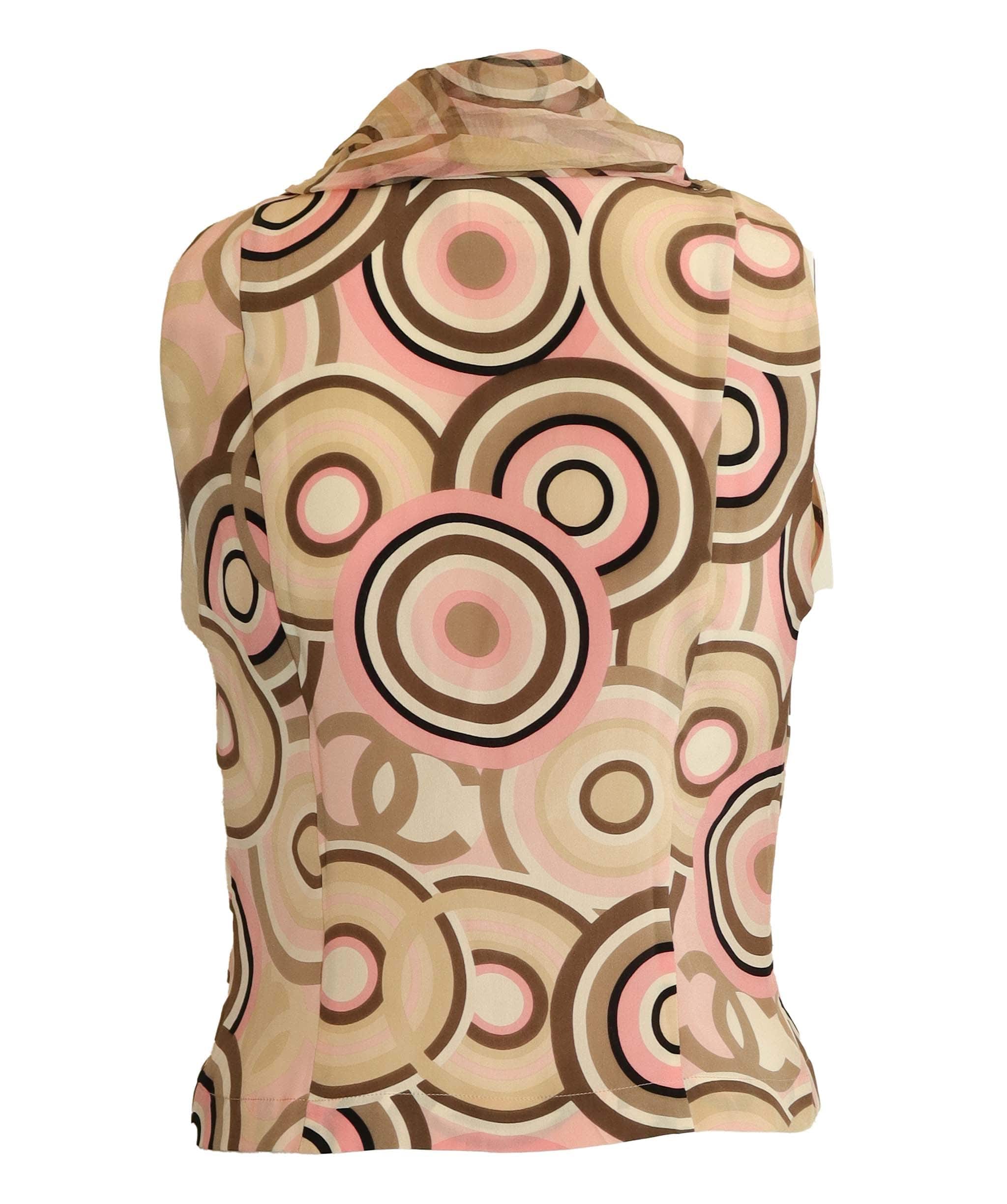 Chanel Chanel Multicolor Chiffon Sleeveless Blouse Pink Brown DXBS4336
