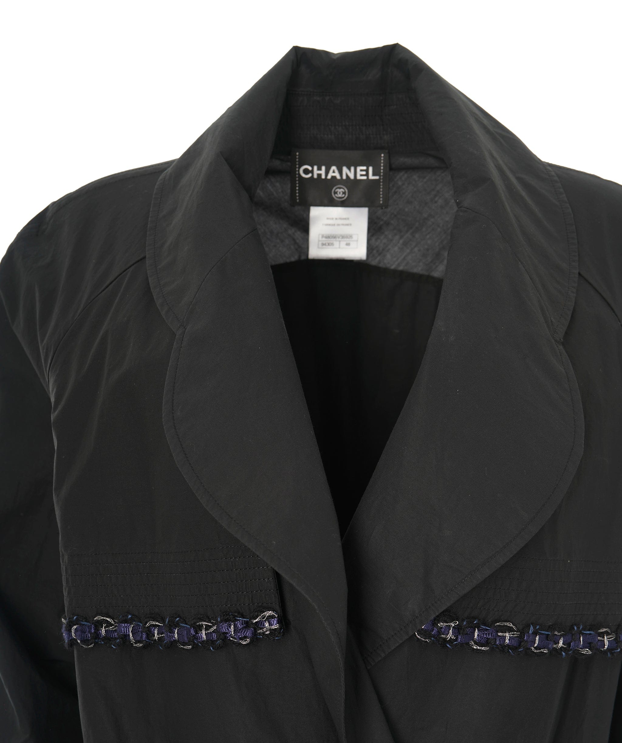 Chanel Chanel Nylon Coat Black Coat With Quilting Detail Size 48 ALC1544