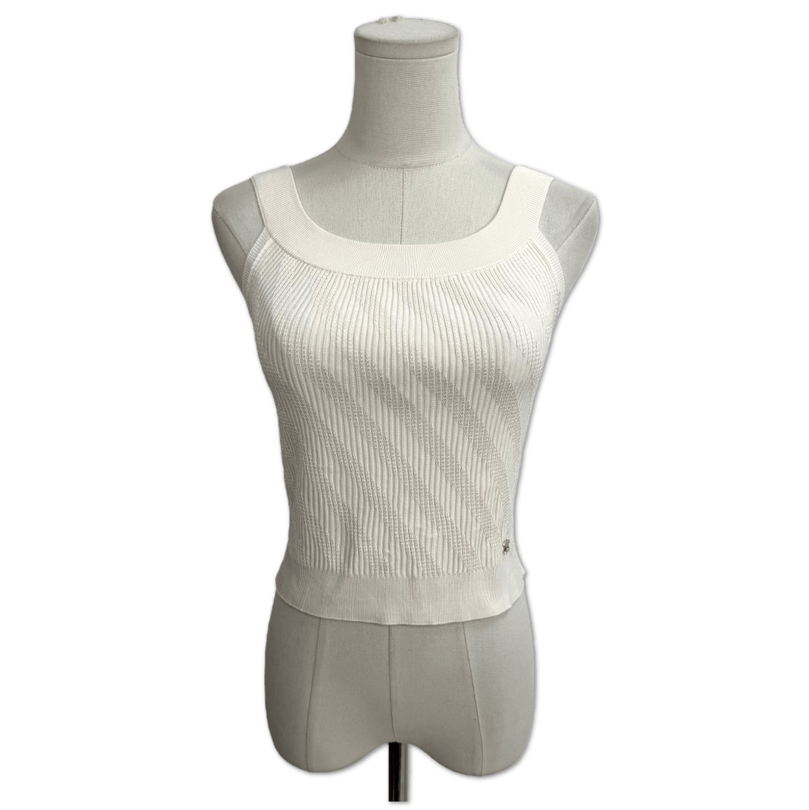 Chanel Chanel Off-White Ribbed Knit Tank Top size 36 C13999213876